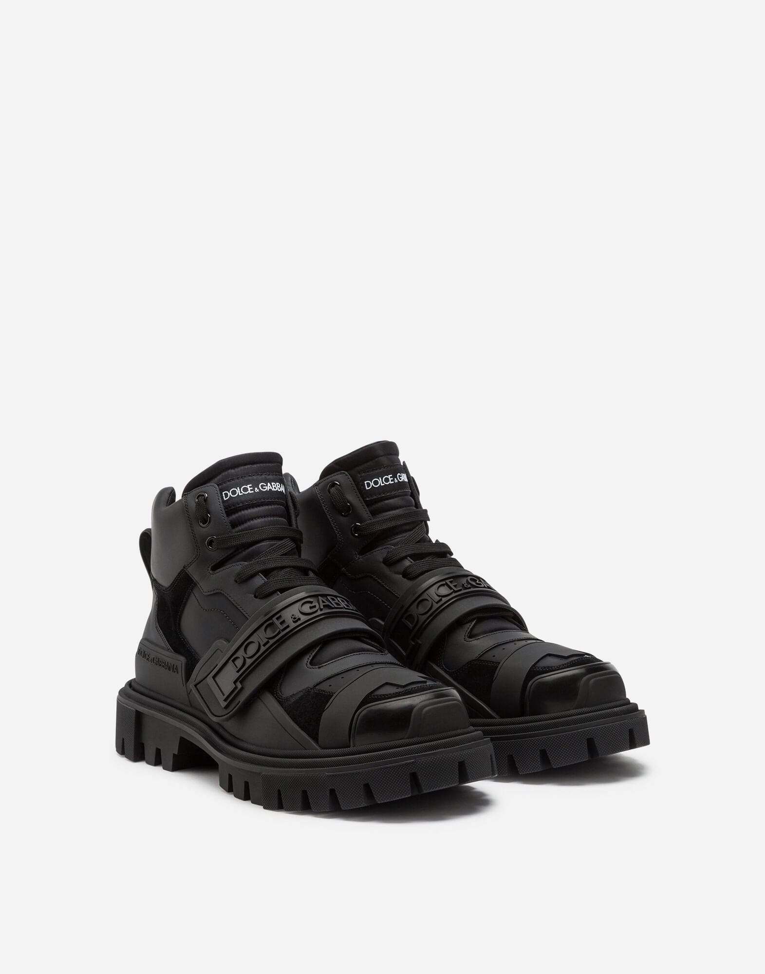 Dolce & Gabbana Black Mixed Material Trekking Boots