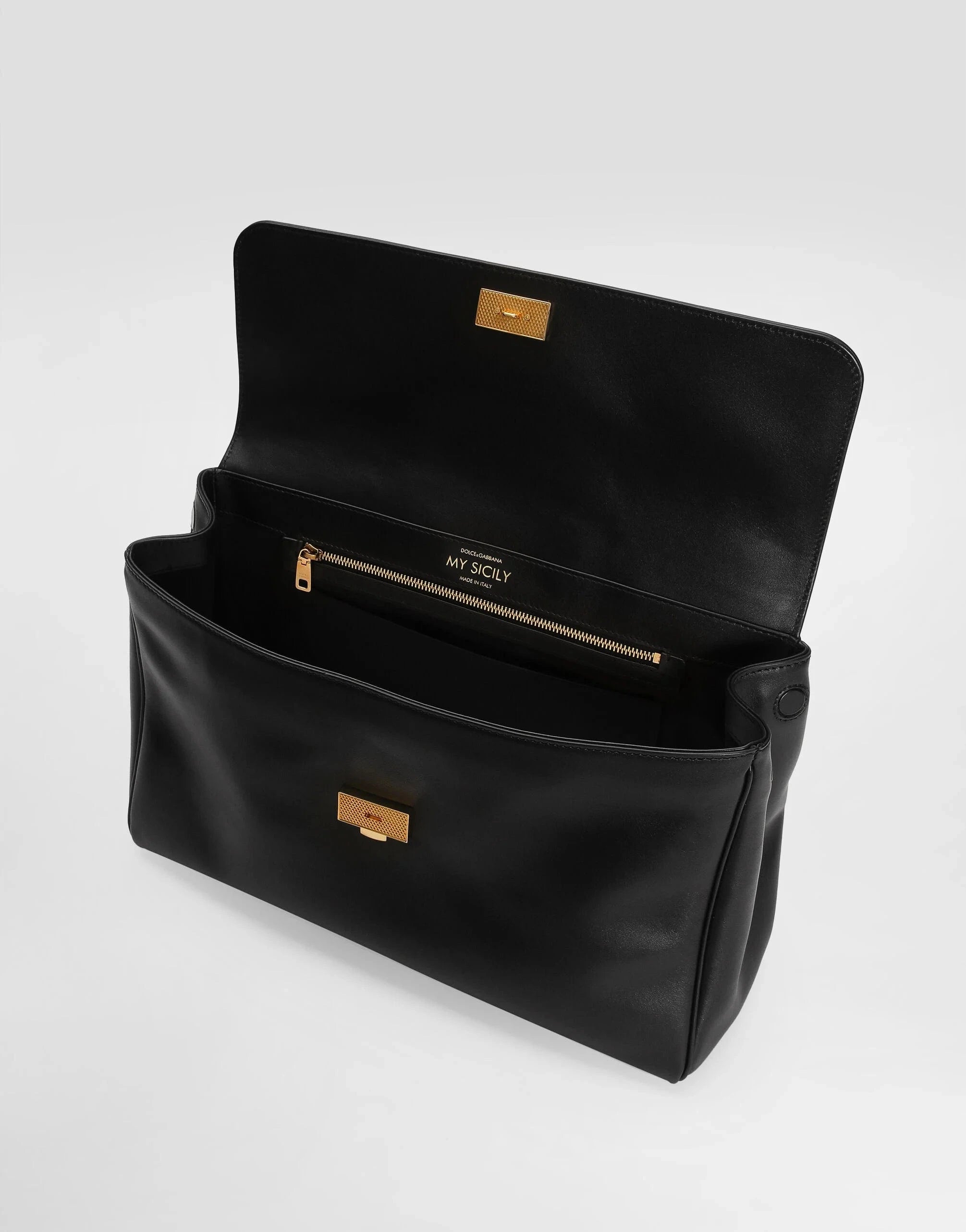 Dolce & Gabbana Black My Sicily Plongé Handbag