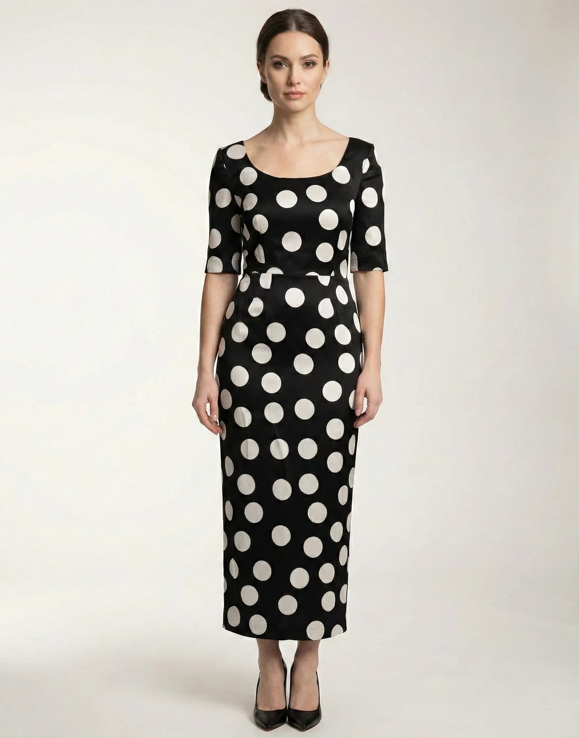 Dolce & Gabbana Black Polka Dot Midi Dress