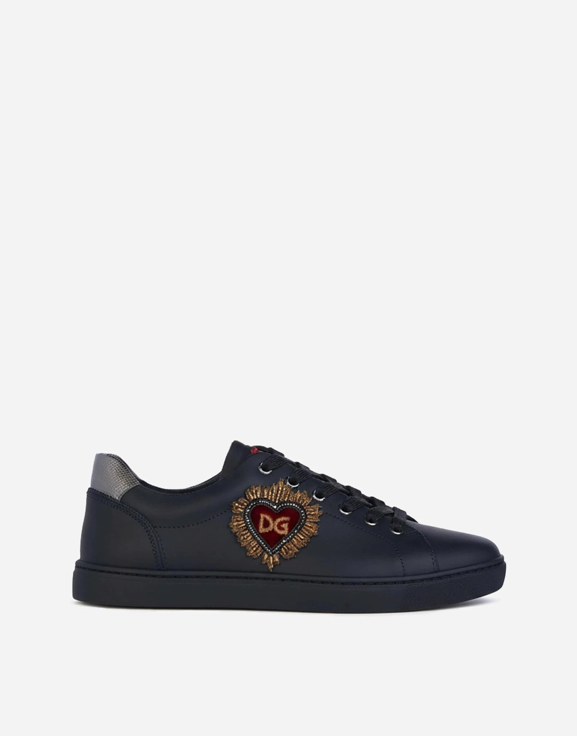 Dolce & Gabbana Black Sacred-Heart Embellished Low-Top Sneakers