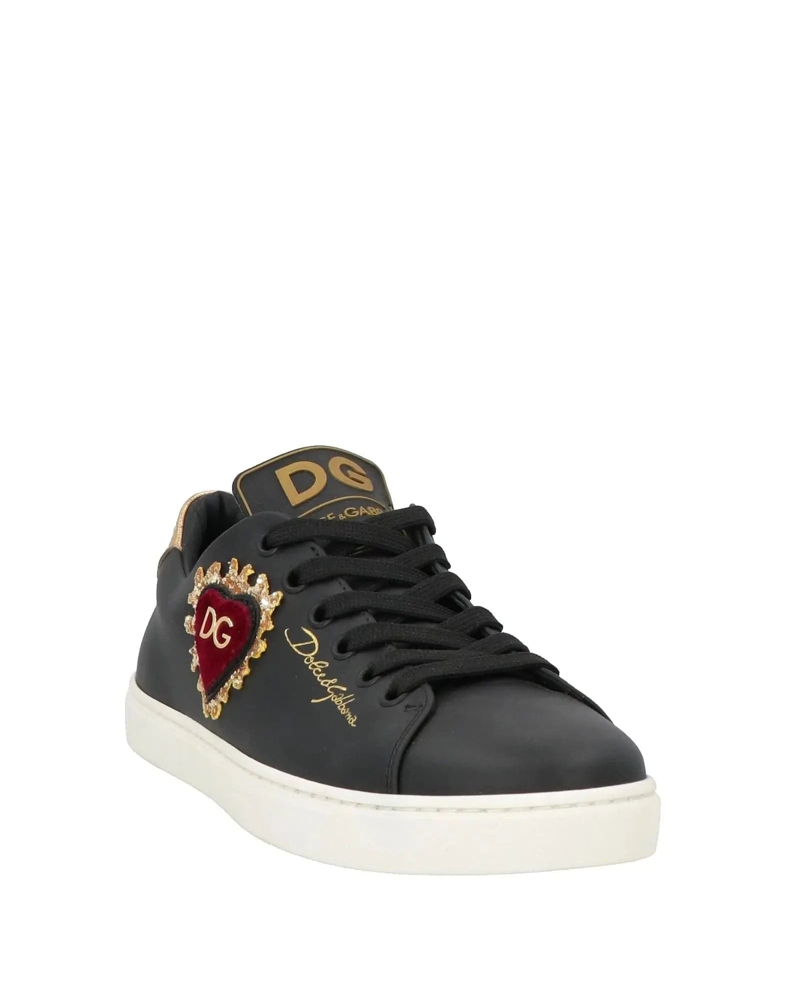 Dolce & Gabbana Black Sacred-Heart Embellished Sneakers
