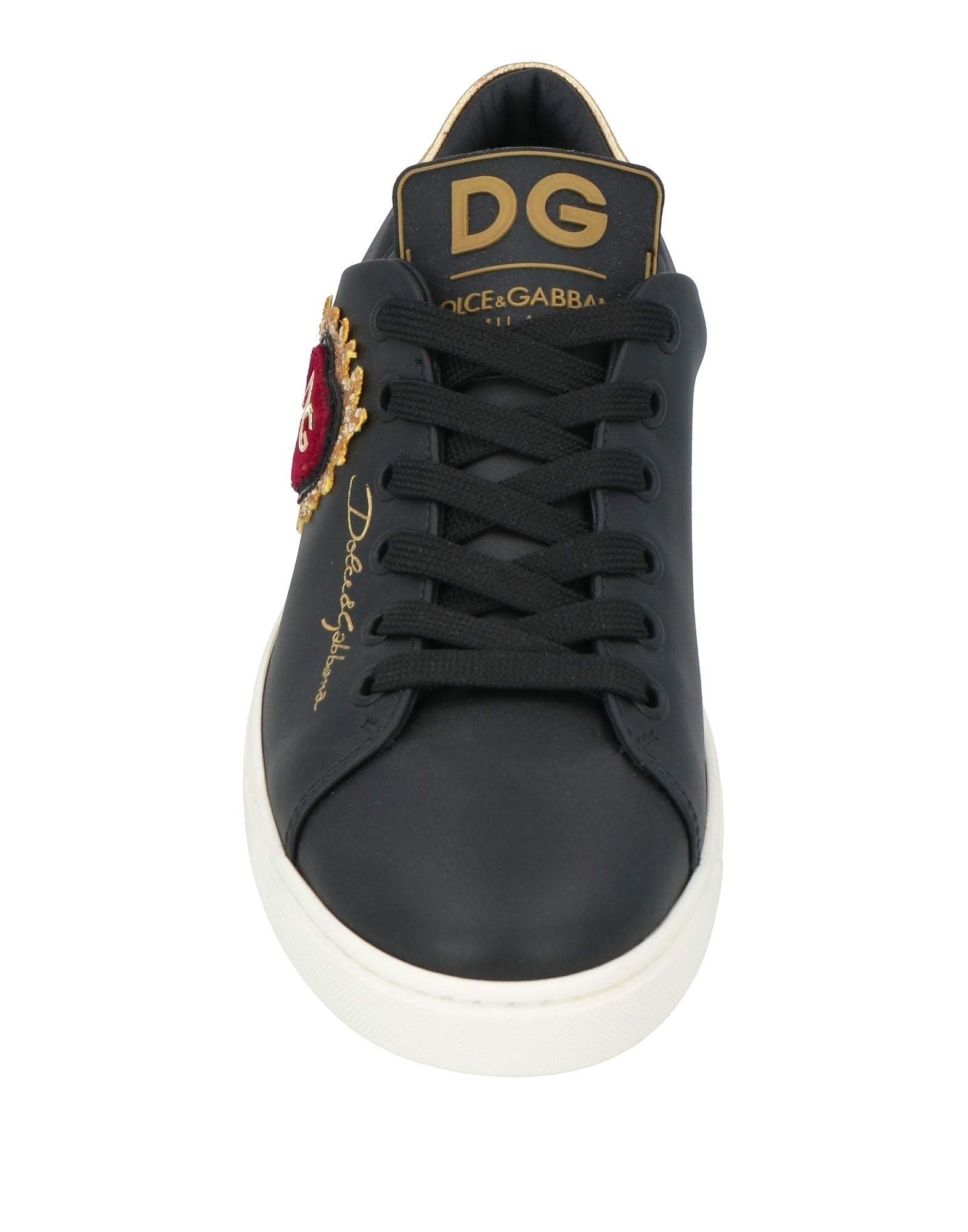 Dolce & Gabbana Black Sacred-Heart Embellished Sneakers