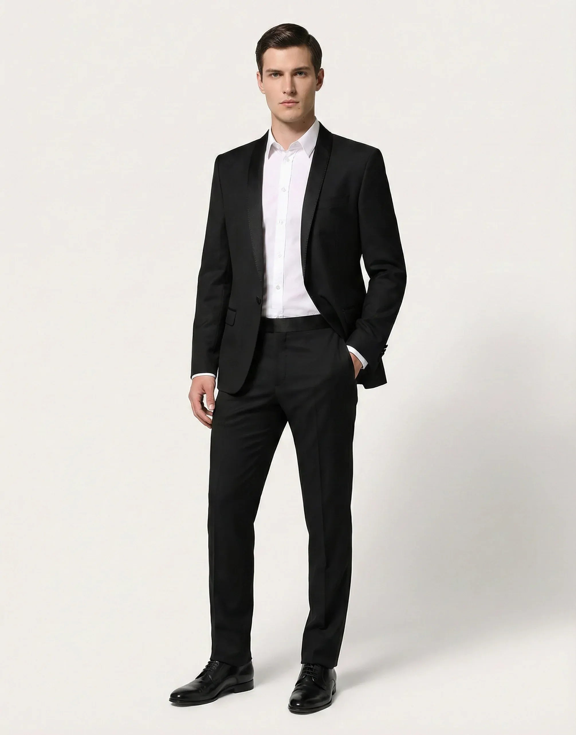 Dolce & Gabbana Black Satin Lapel Tuxedo Suit