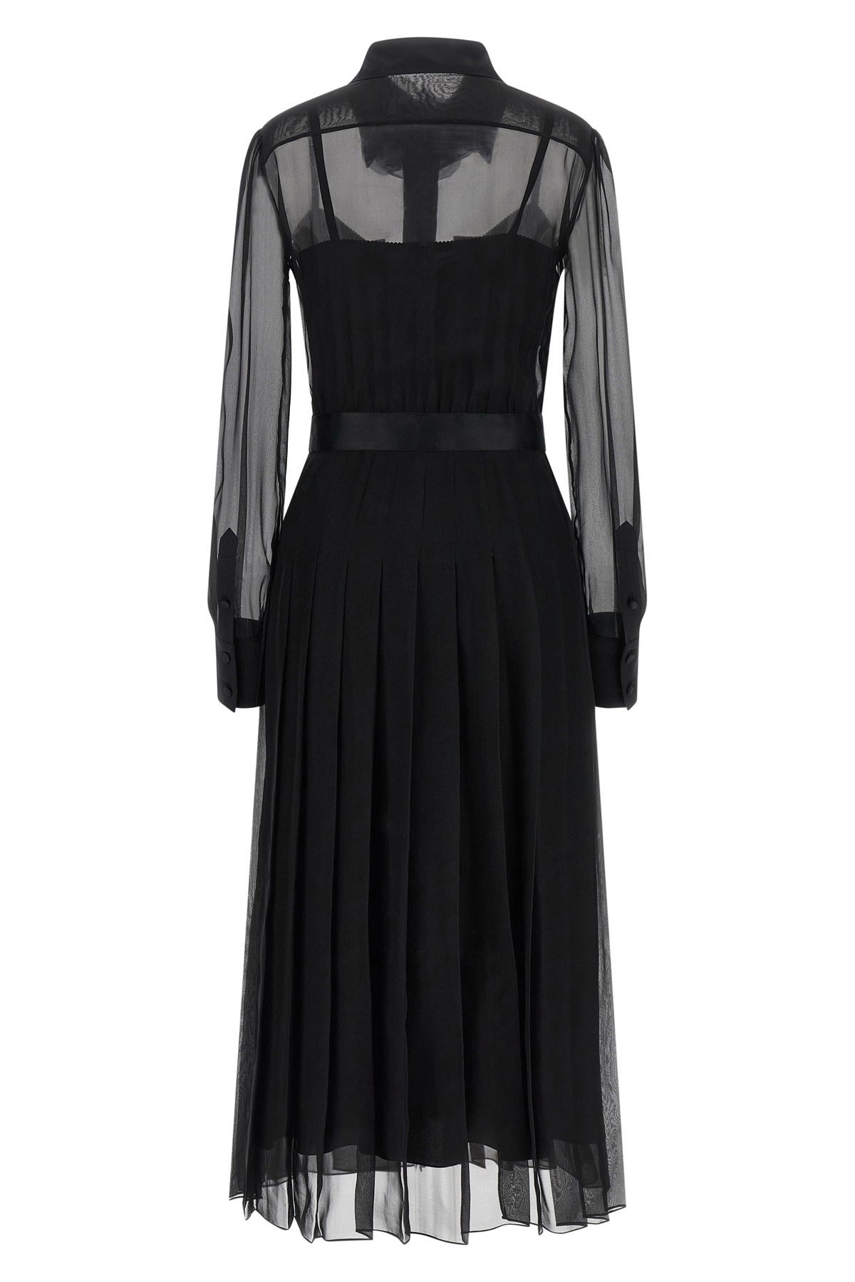 Dolce & Gabbana Black Silk Chiffon Midi Dress - alternate view