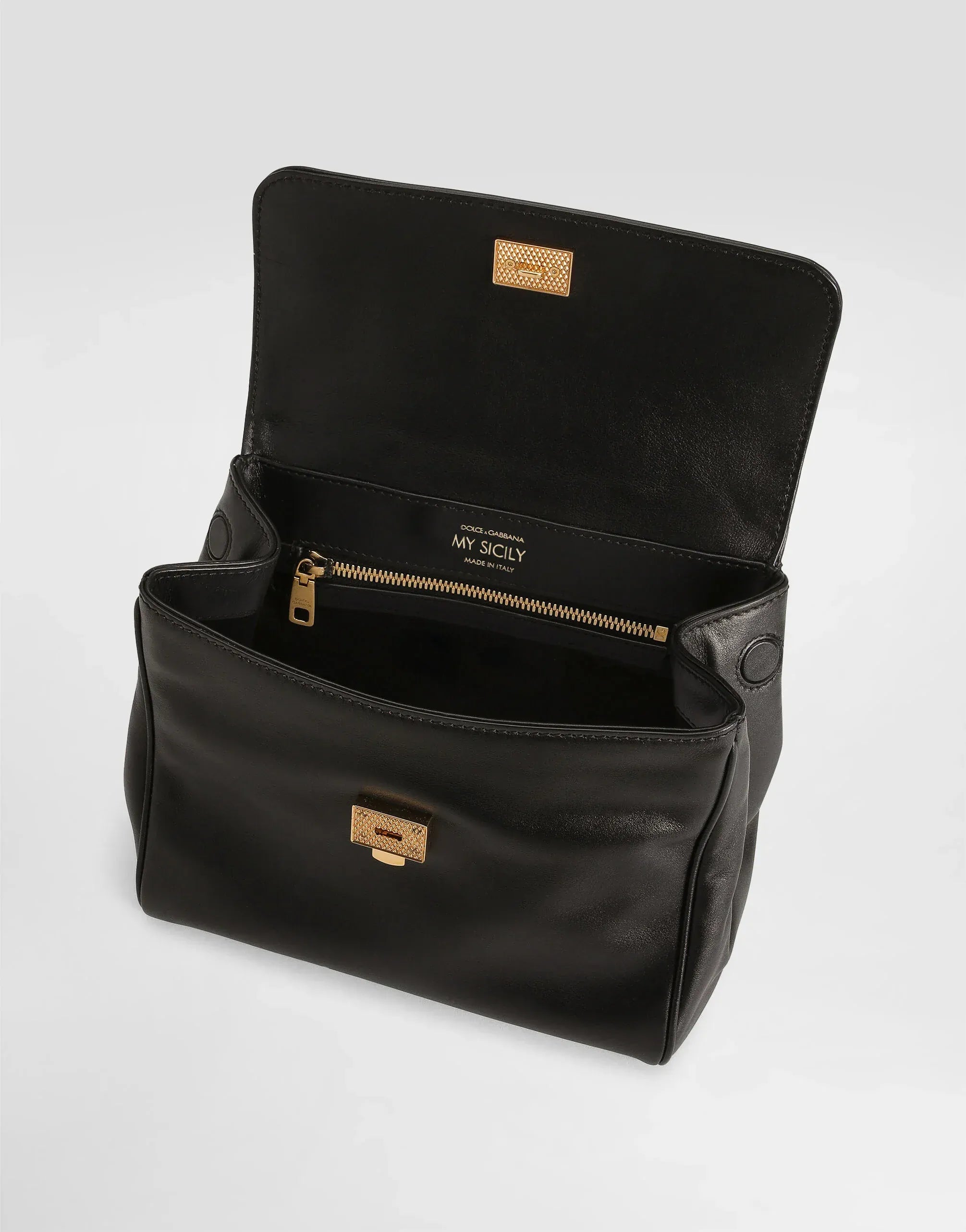 Dolce & Gabbana Black Small My Sicily Leather Handbag