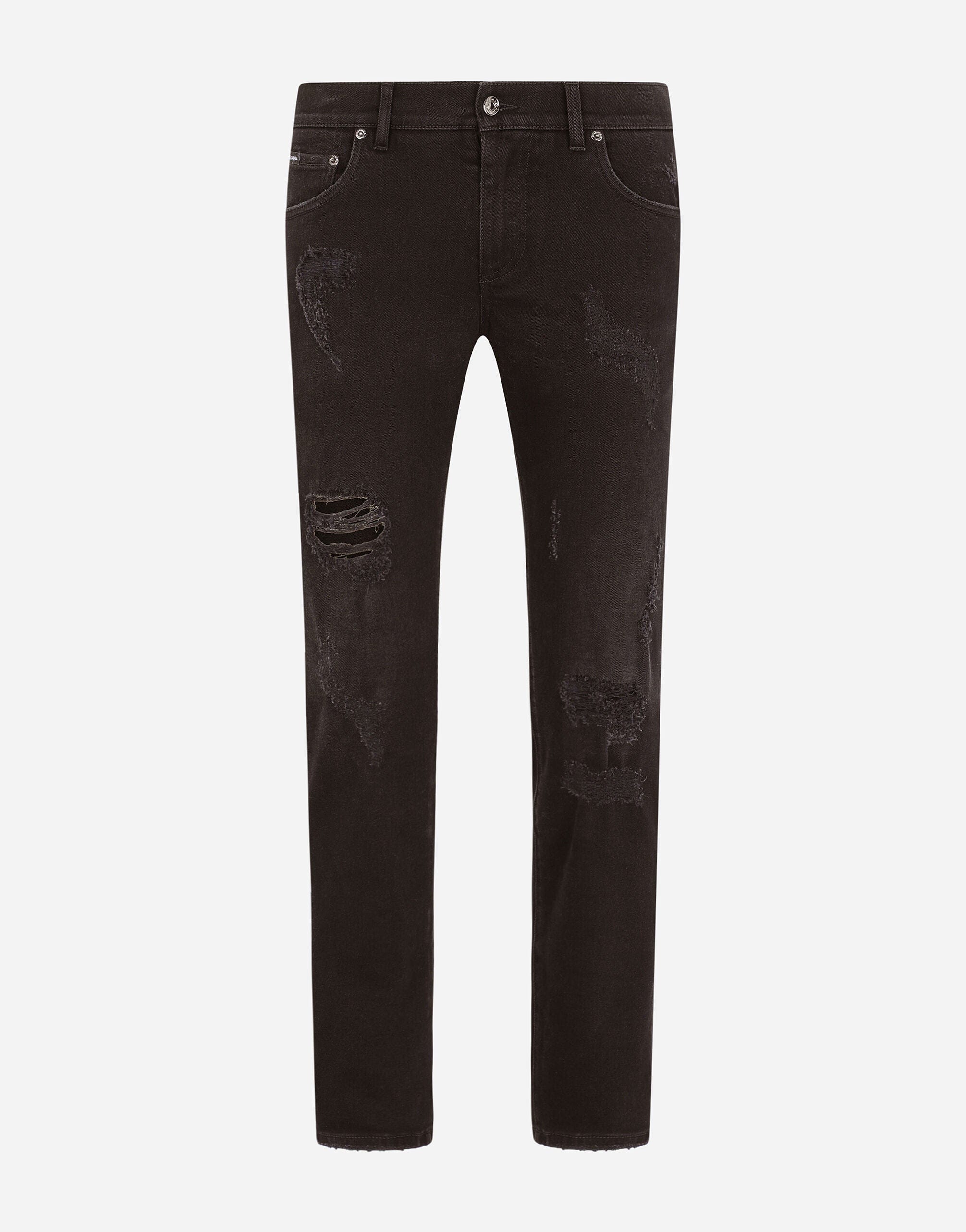 Dolce & Gabbana Black Stretch Denim Jeans With Rips