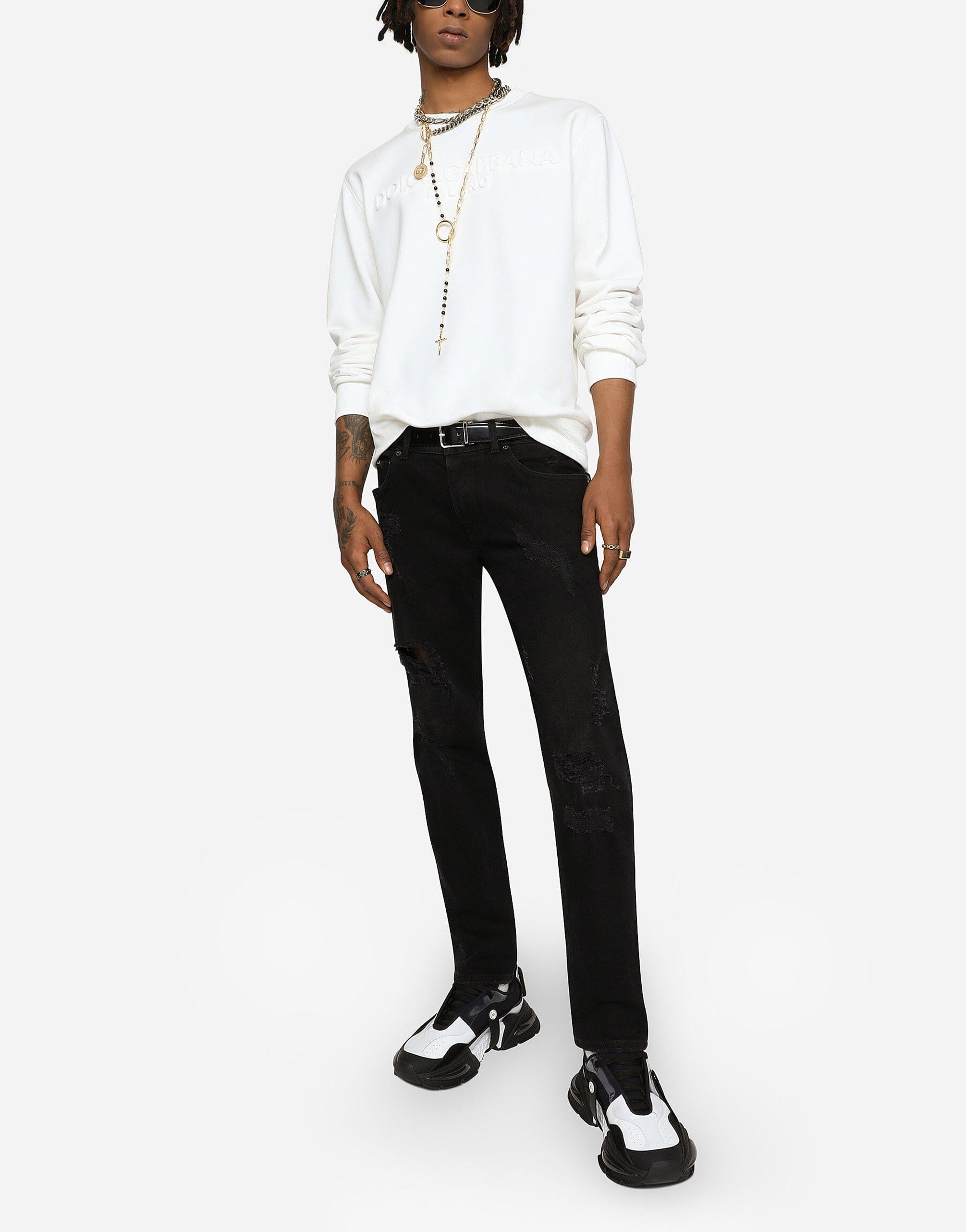 Dolce & Gabbana Black Stretch Denim Jeans With Rips