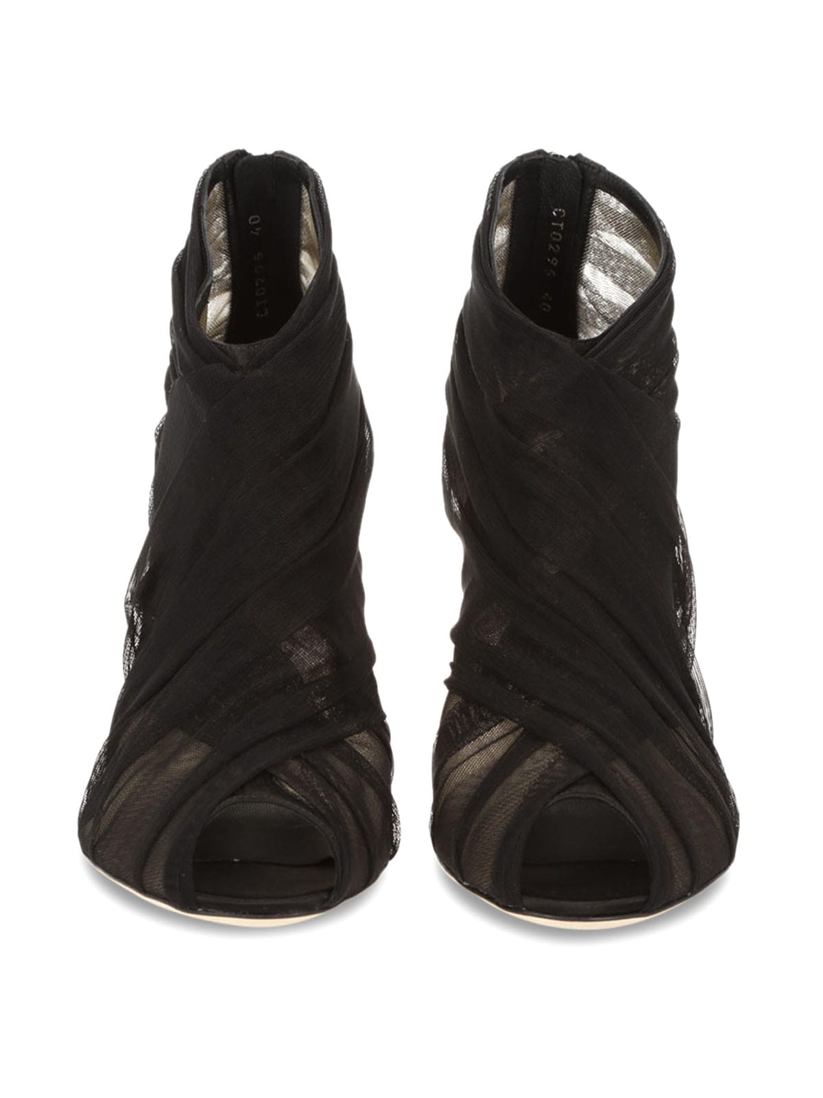 Dolce & Gabbana Black Stretch Tulle Open-Toe Booties