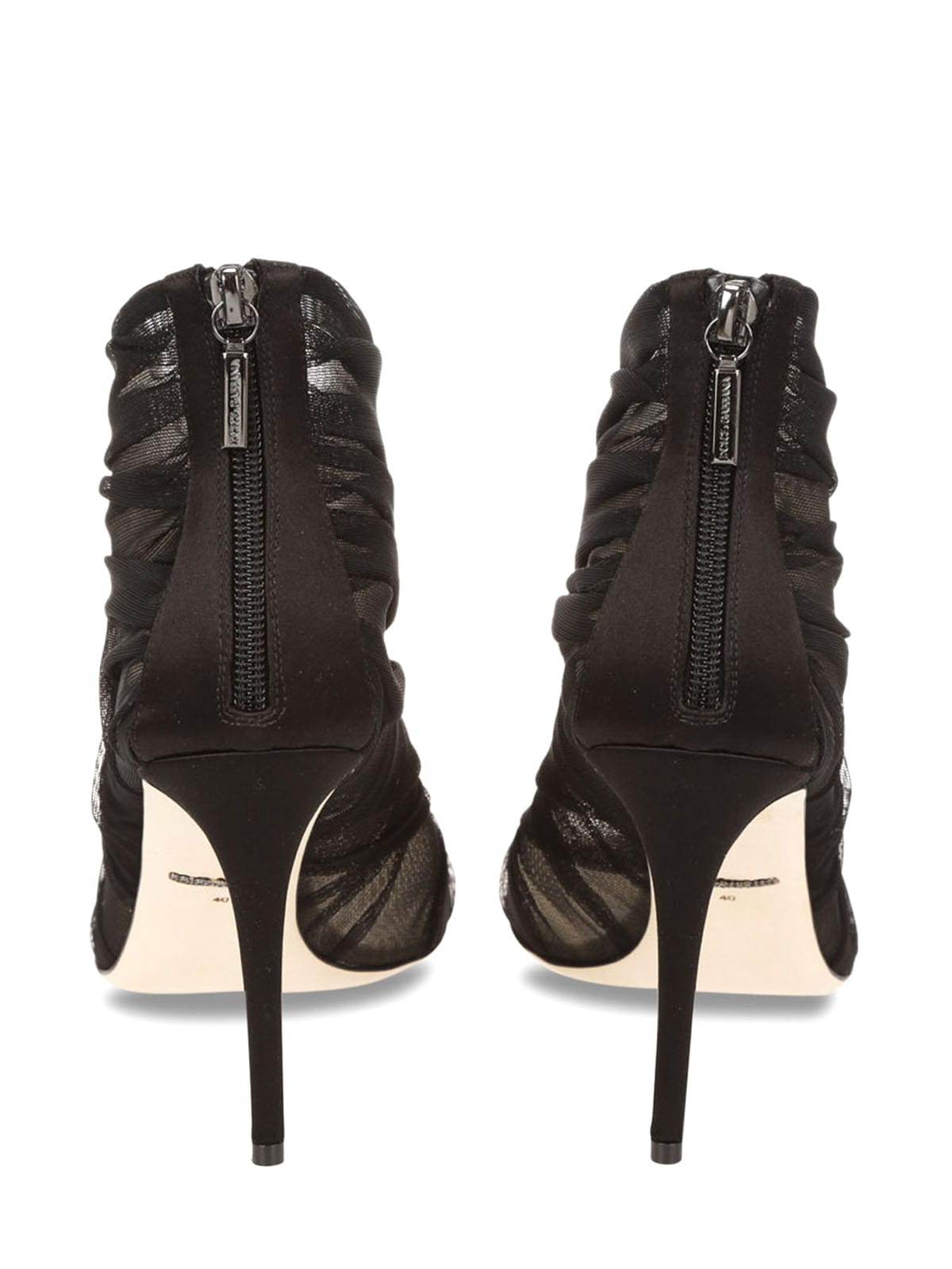 Dolce & Gabbana Black Stretch Tulle Open-Toe Booties