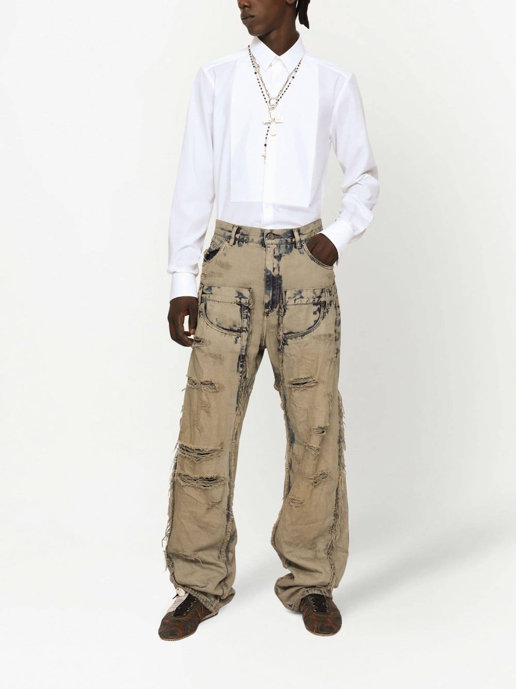 Dolce & Gabbana Dolce & Gabbana Bleached Deconstructed Jeans
