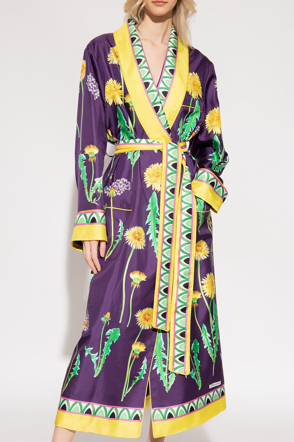Dolce & Gabbana Blue Floral-Print Silk Robe