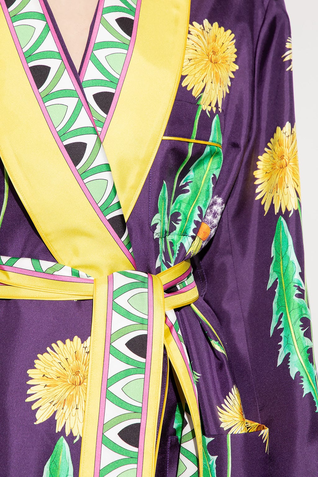 Dolce & Gabbana Blue Floral-Print Silk Robe