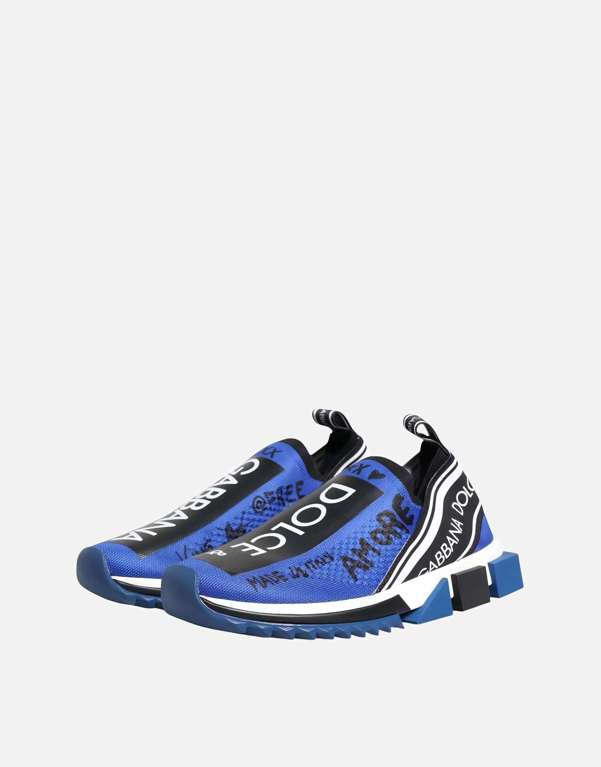 Dolce & Gabbana Blue Graffiti Print Sorrento Sneakers