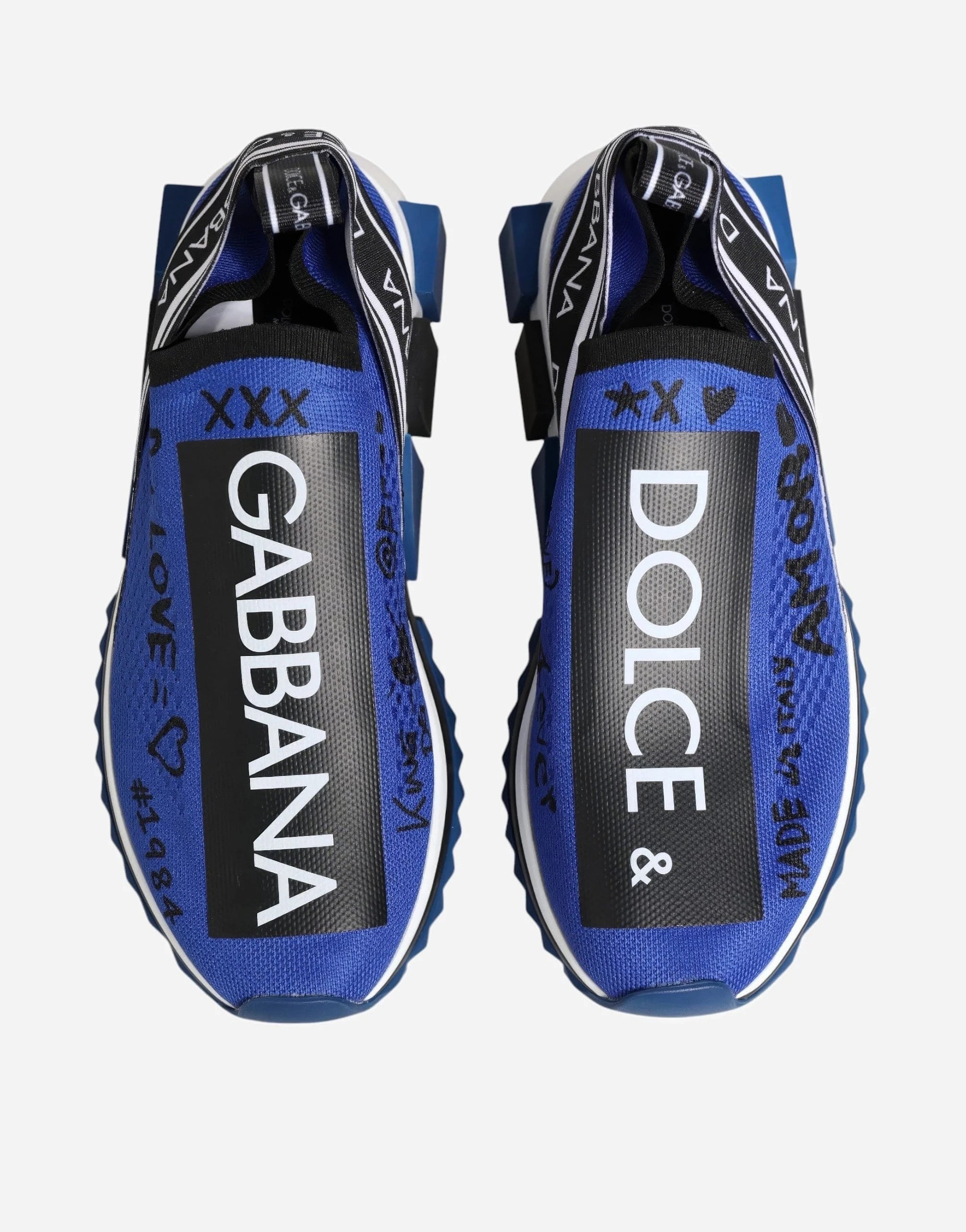 Dolce & Gabbana Blue Graffiti Print Sorrento Sneakers