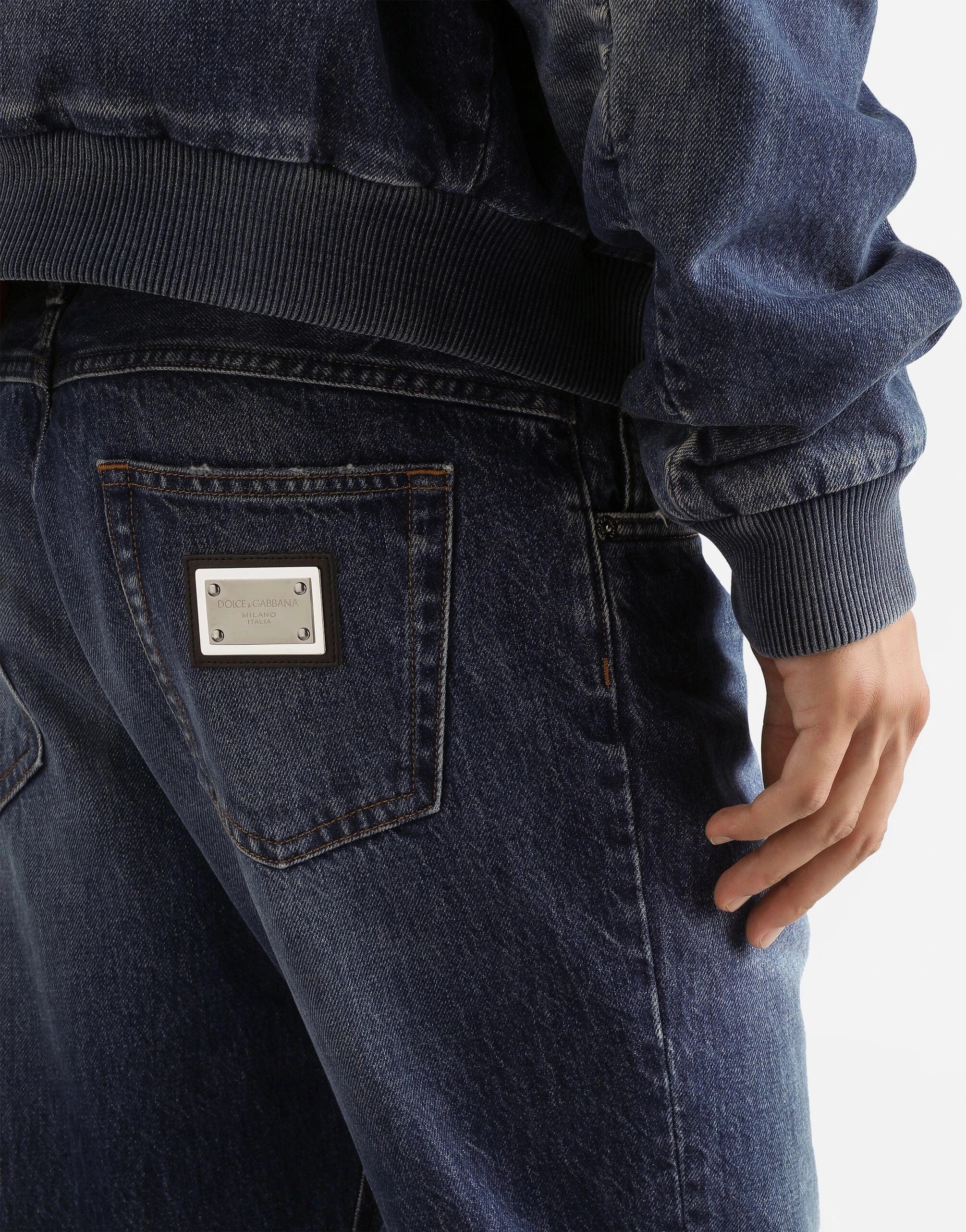 Dolce & Gabbana Blue Logo-Plaque Denim Jeans