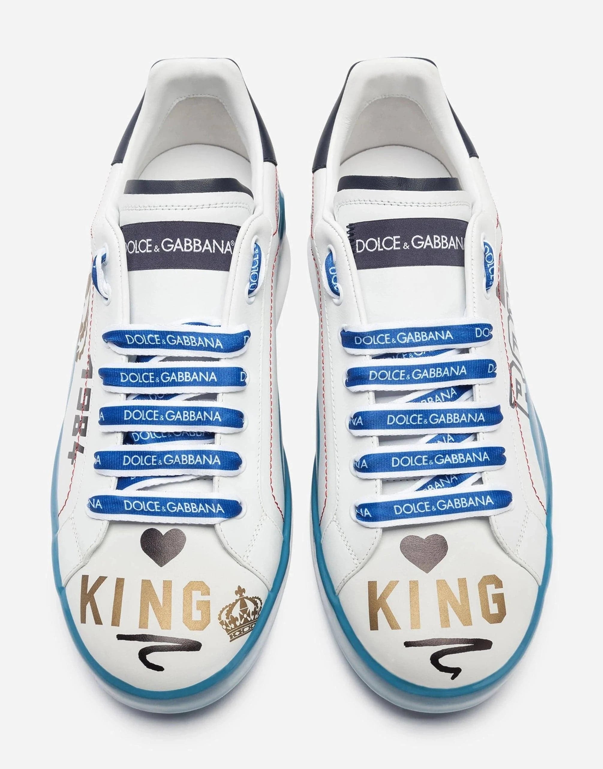 Dolce & Gabbana Blue Portofino Melt Leather Sneakers