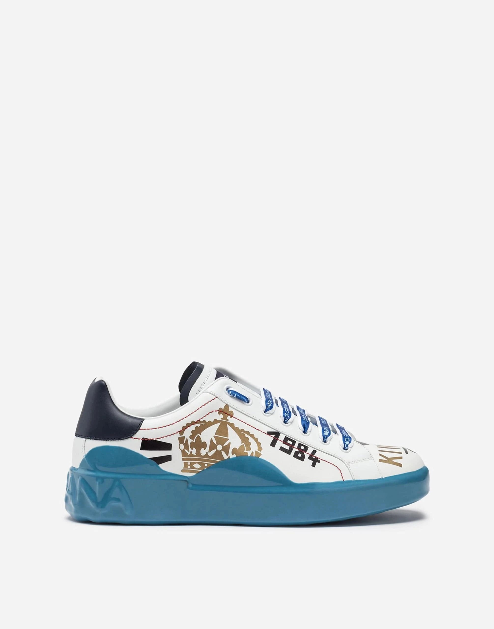 Dolce & Gabbana Blue Portofino Melt Leather Sneakers