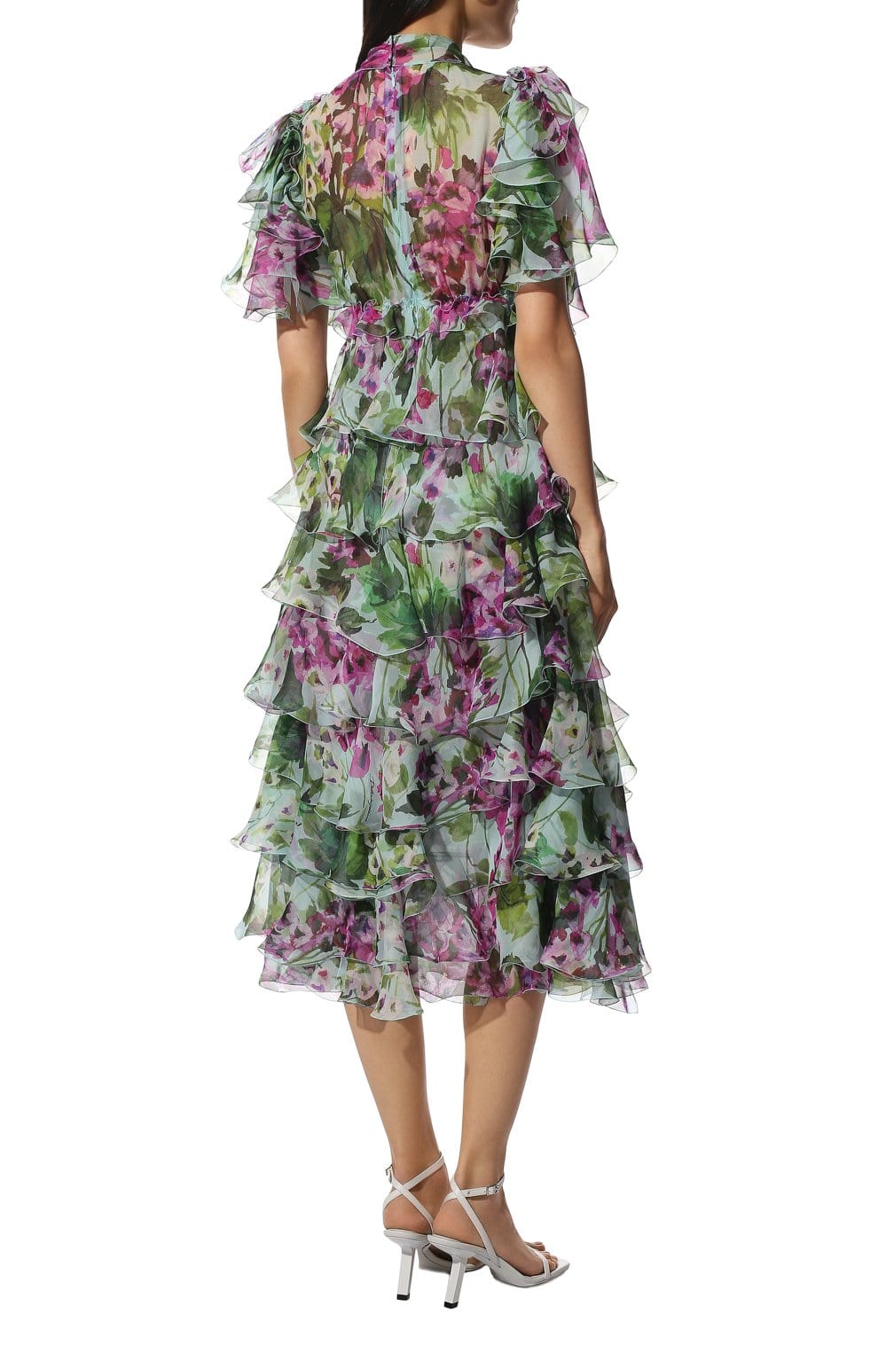 Dolce & Gabbana Bluebell-Print Chiffon Silk Dress