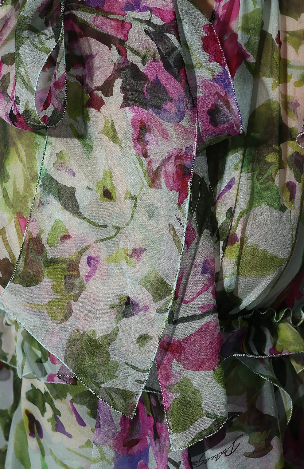 Dolce & Gabbana Bluebell-Print Chiffon Silk Dress