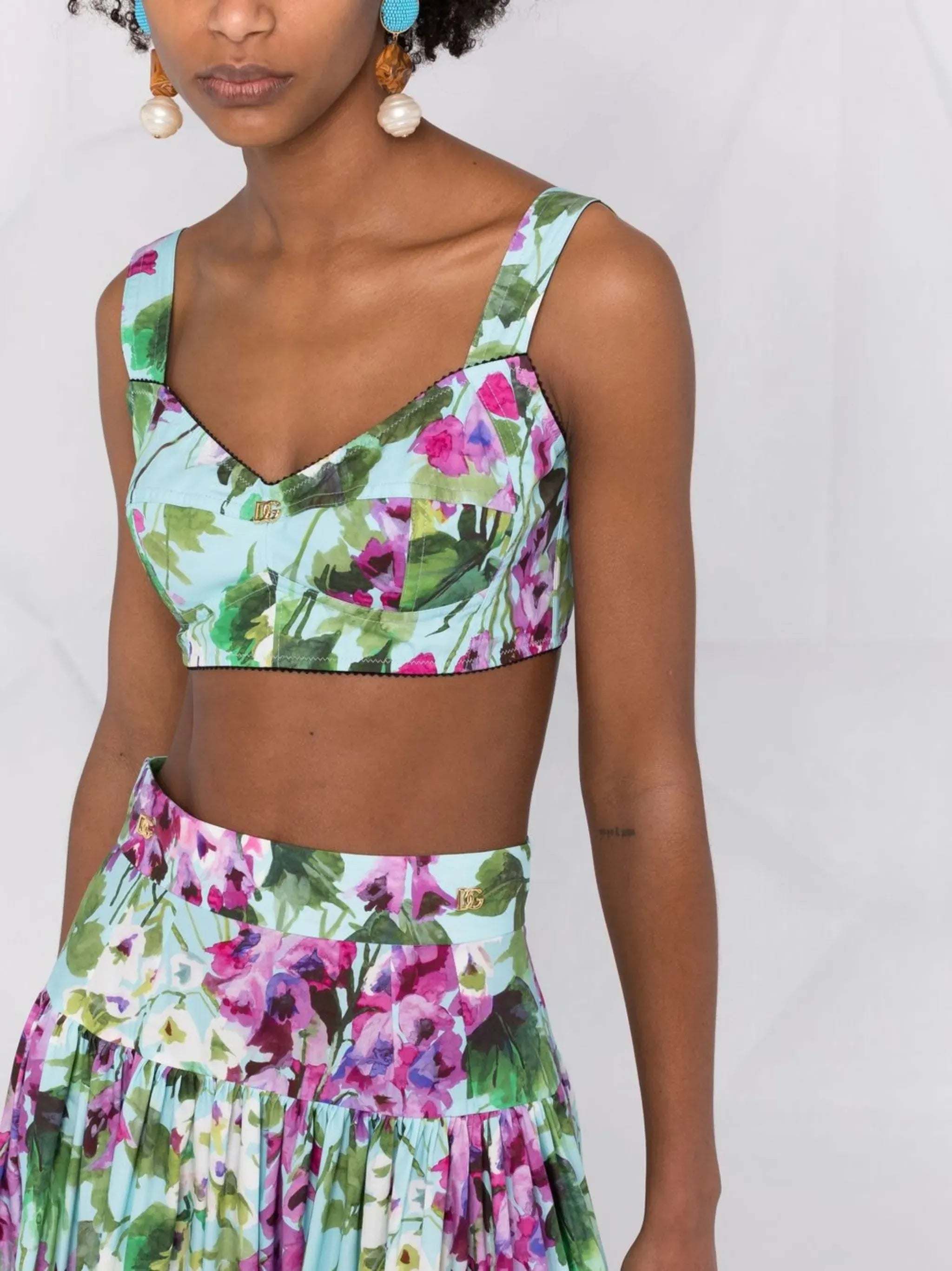 Dolce & Gabbana Dolce & Gabbana Bluebell-Print Corset Top
