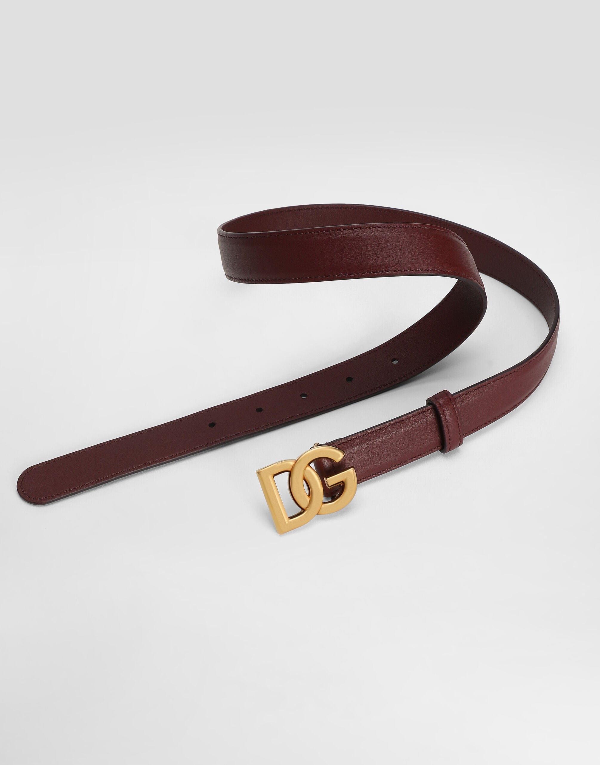 Dolce & Gabbana Bordeaux Leather DG Logo Belt