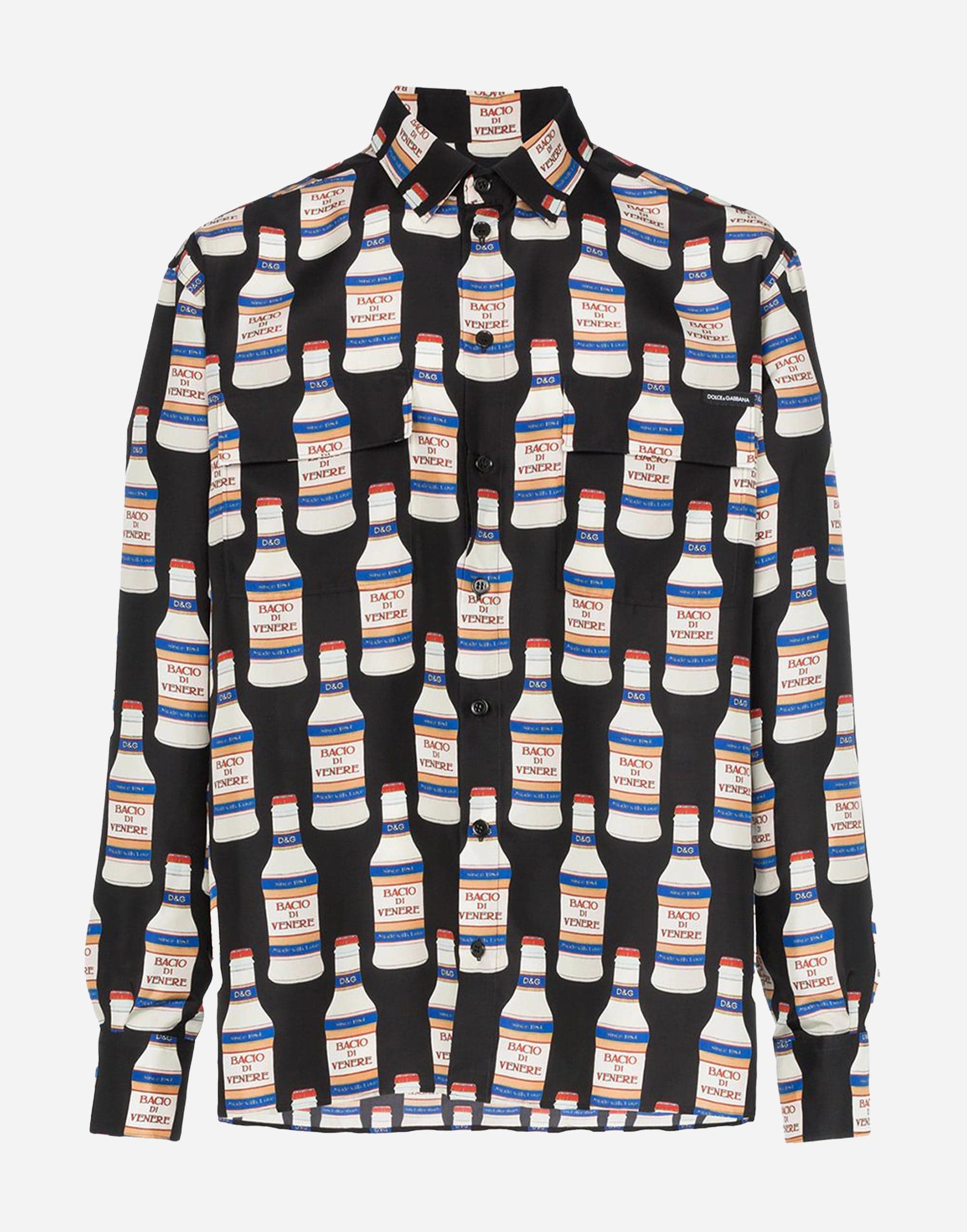 Dolce & Gabbana Bottle Print Silk Shirt