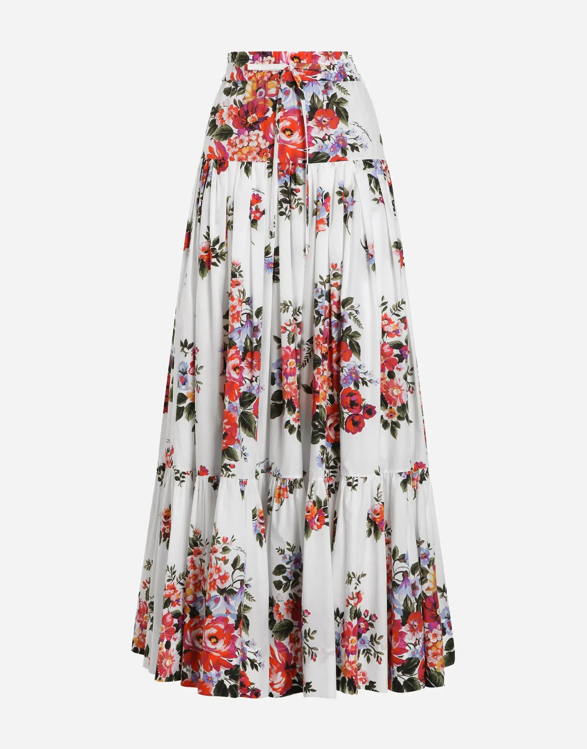 Dolce & Gabbana Bouquet-Print Poplin Long Skirt | Sendegaro