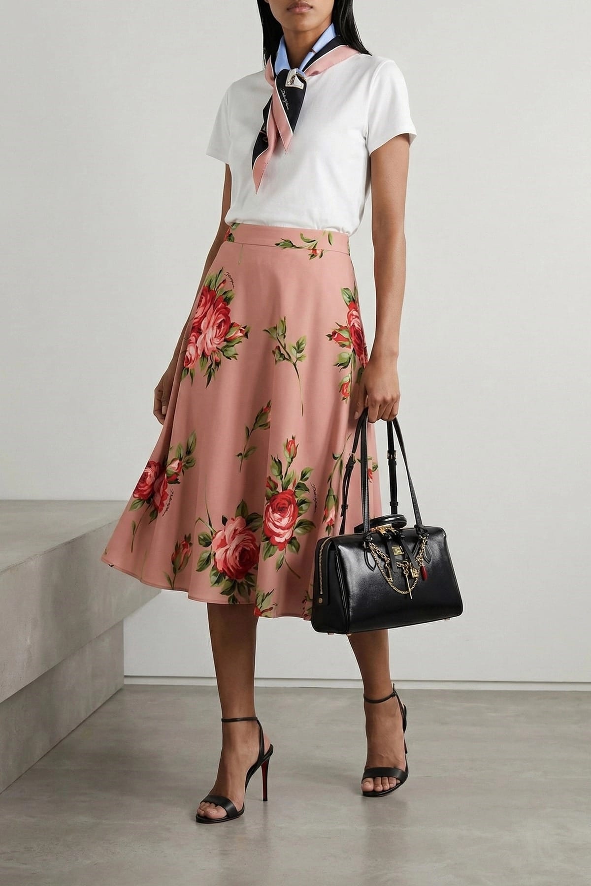 Dolce & Gabbana Bouquet Rose Silk Skirt - alternate view