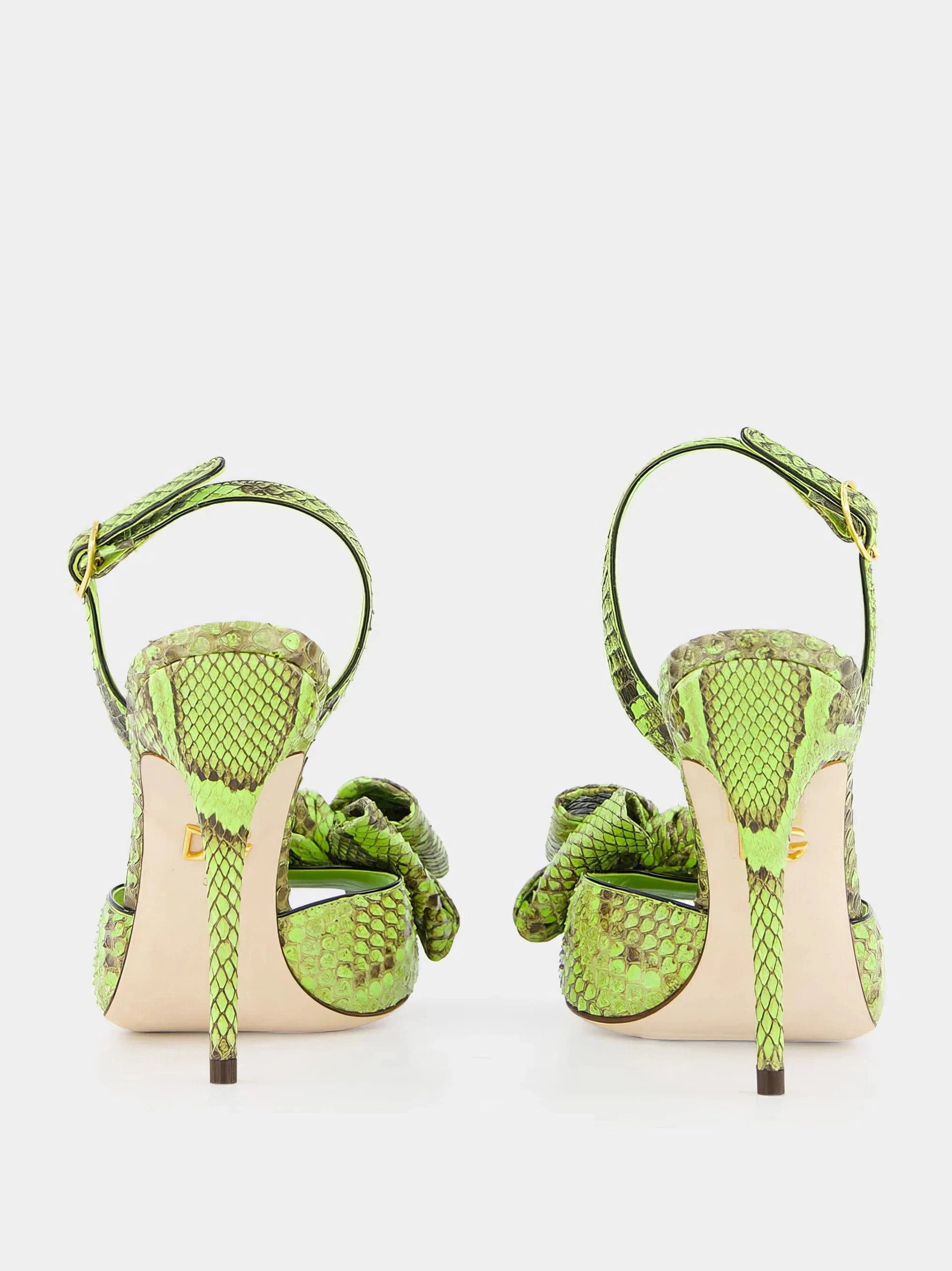 Dolce & Gabbana Bow Detailed Embossed Sandals