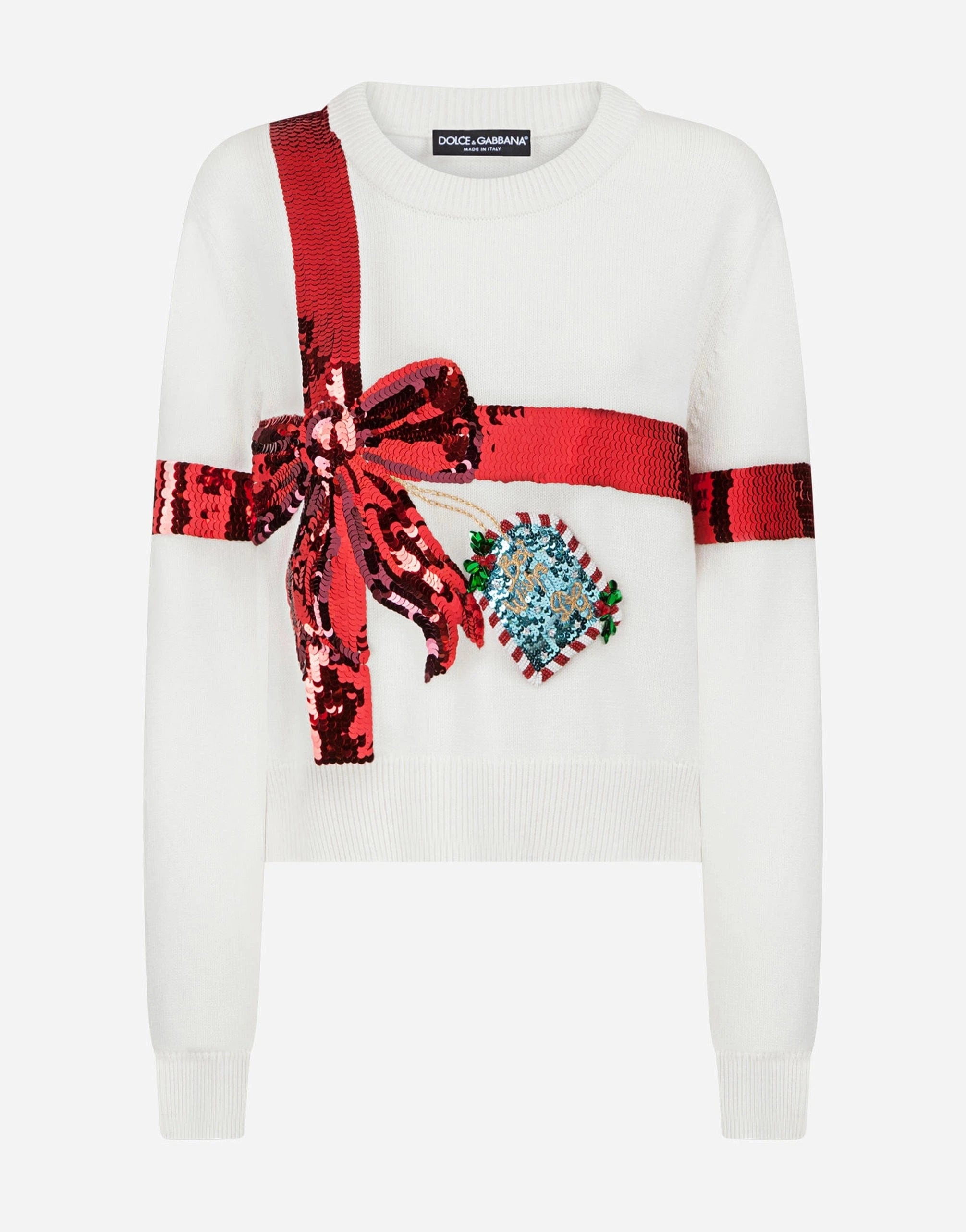 Dolce & Gabbana Bow Sequin-Embellished Knit Sweater