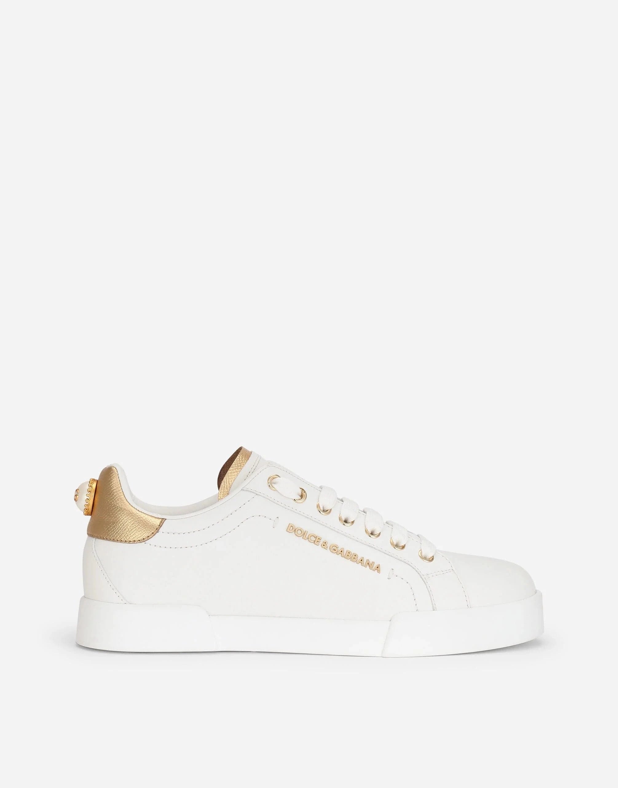 Dolce & Gabbana Branded Pearl Calfskin Portofino Sneakers