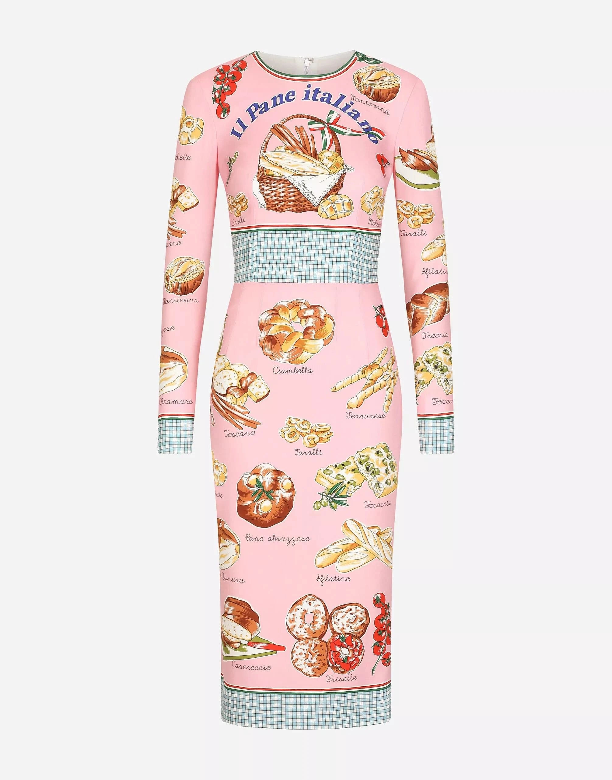 Dolce & Gabbana Bread-Print Charmeuse Silk Dress