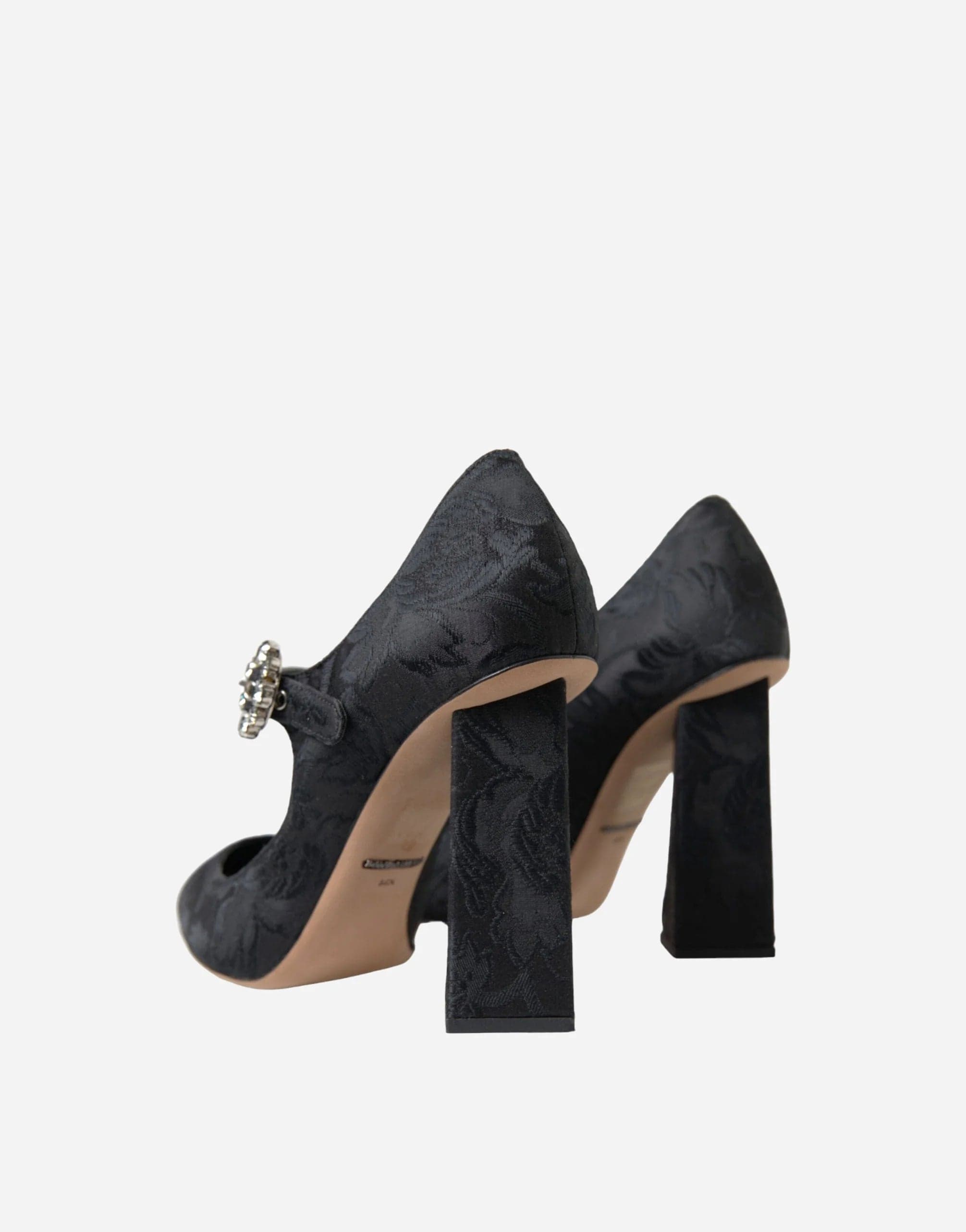 Dolce & Gabbana Brocade Crystal Buckle Mary Janes