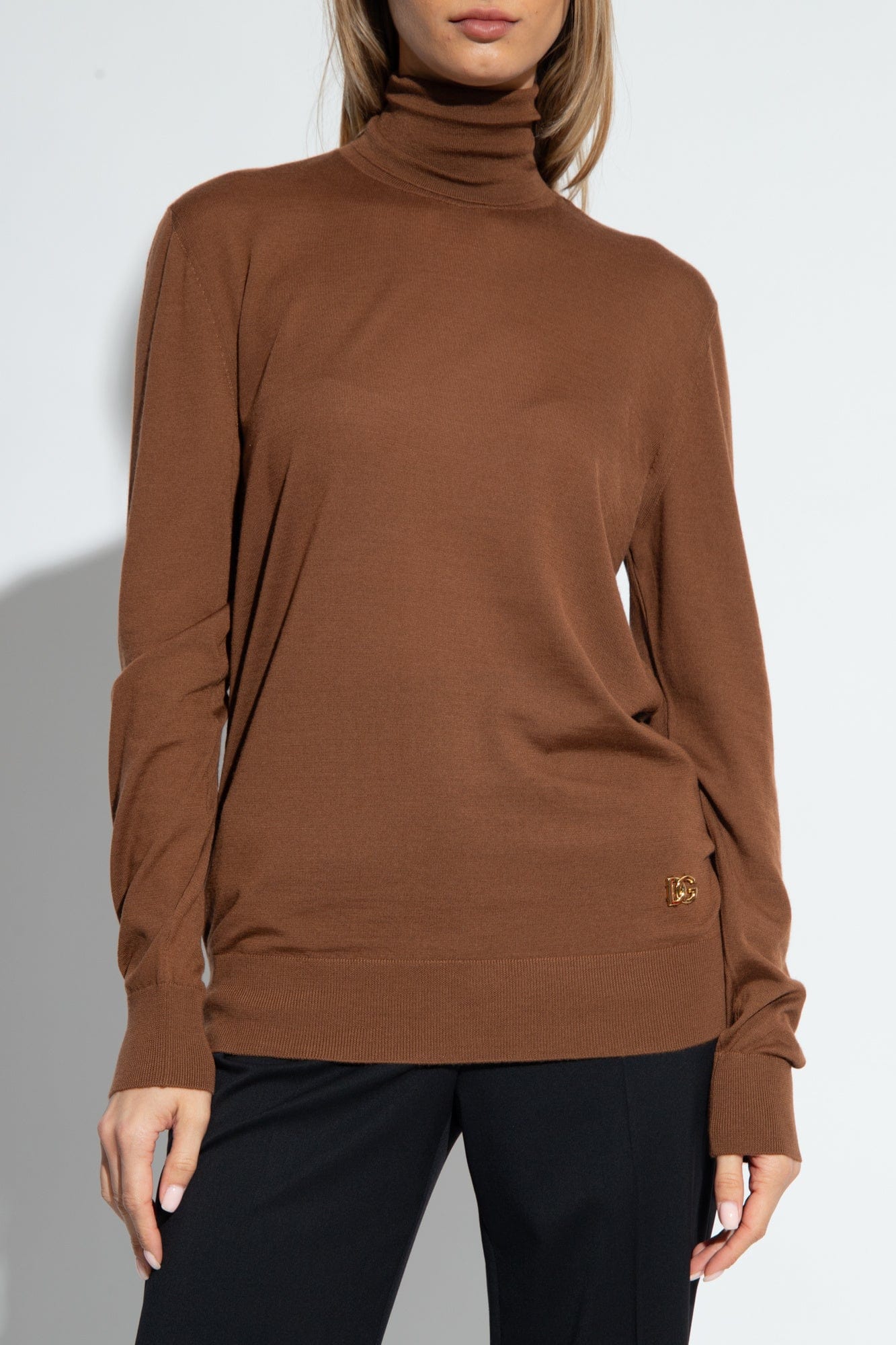 Dolce & Gabbana Brown Cashmere Turtleneck Sweater