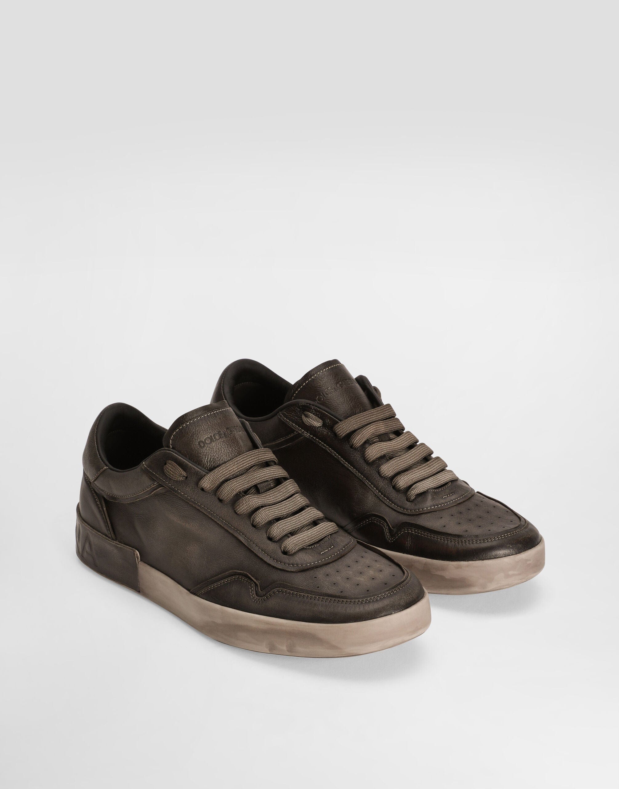 Dolce & Gabbana Brown Portofino Leather Sneakers