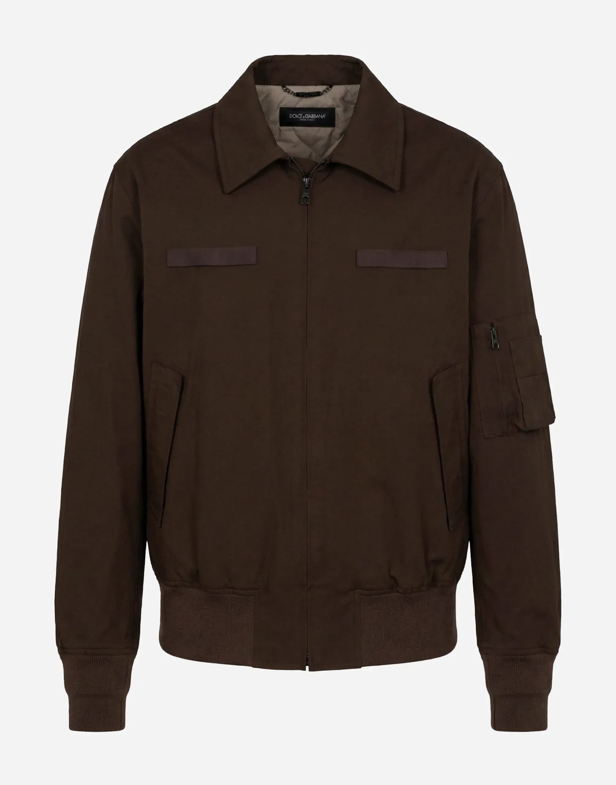 Dolce & Gabbana Brown Zip-Front Bomber Jacket