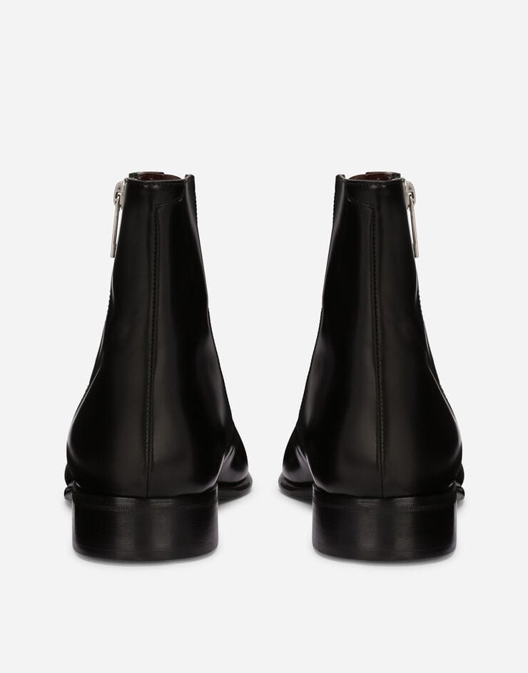 Dolce & Gabbana Brushed Leather Zip-Up Ankle Boots