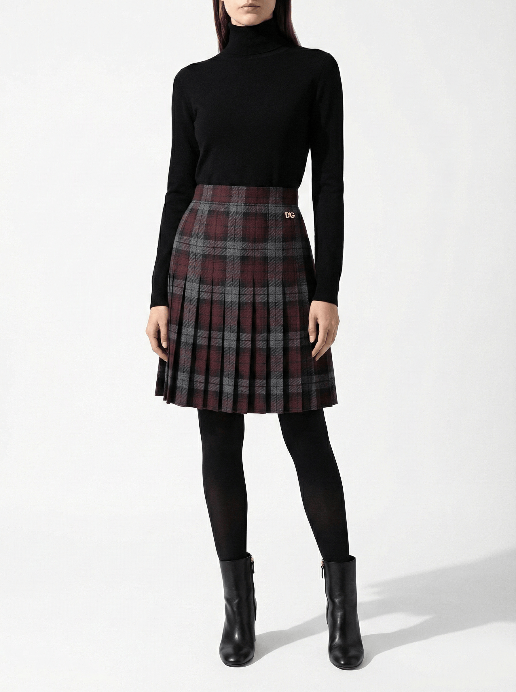 Dolce & Gabbana Burgundy Knee-Length Skirt