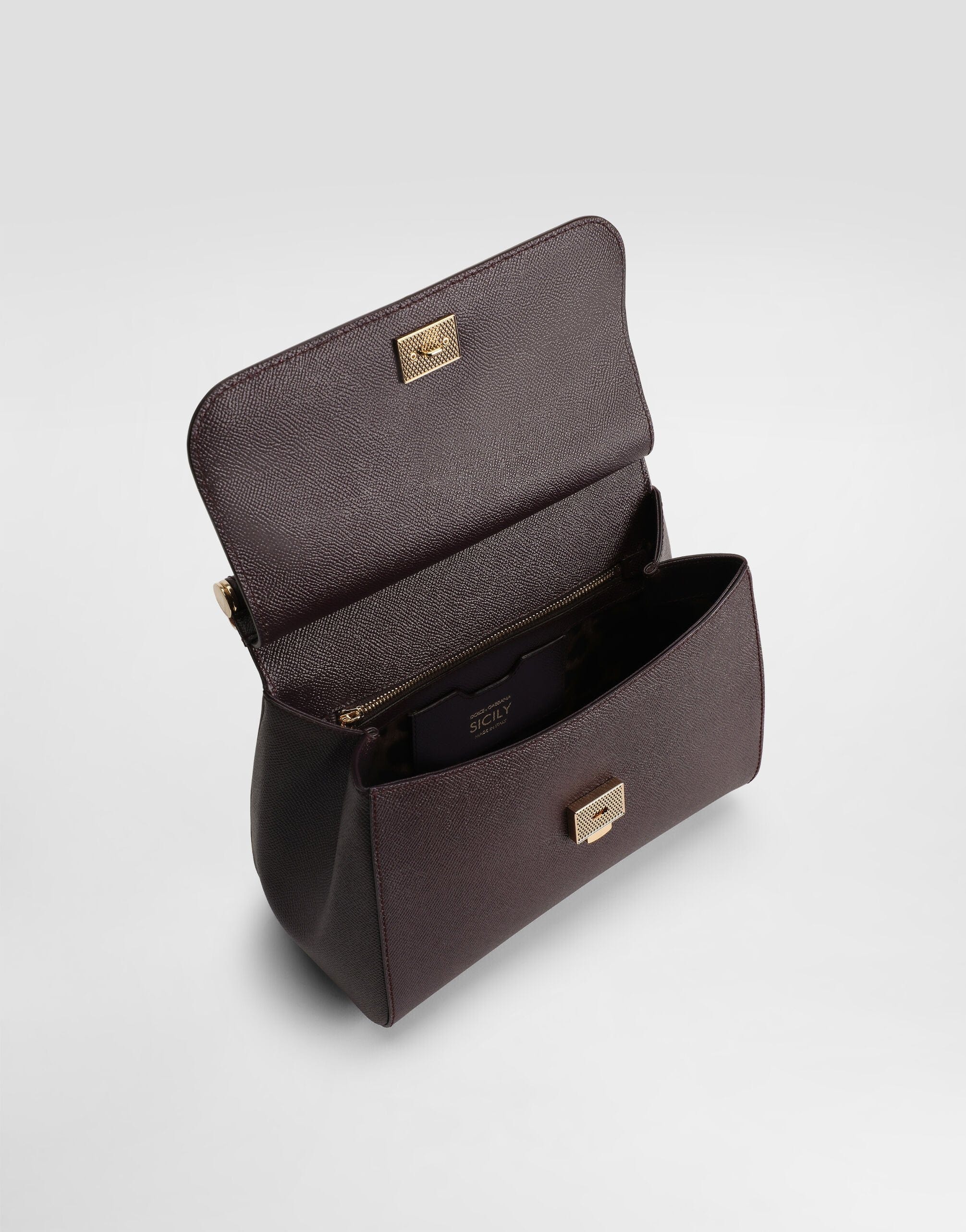 Dolce & Gabbana Burgundy Large Sicily Handbag