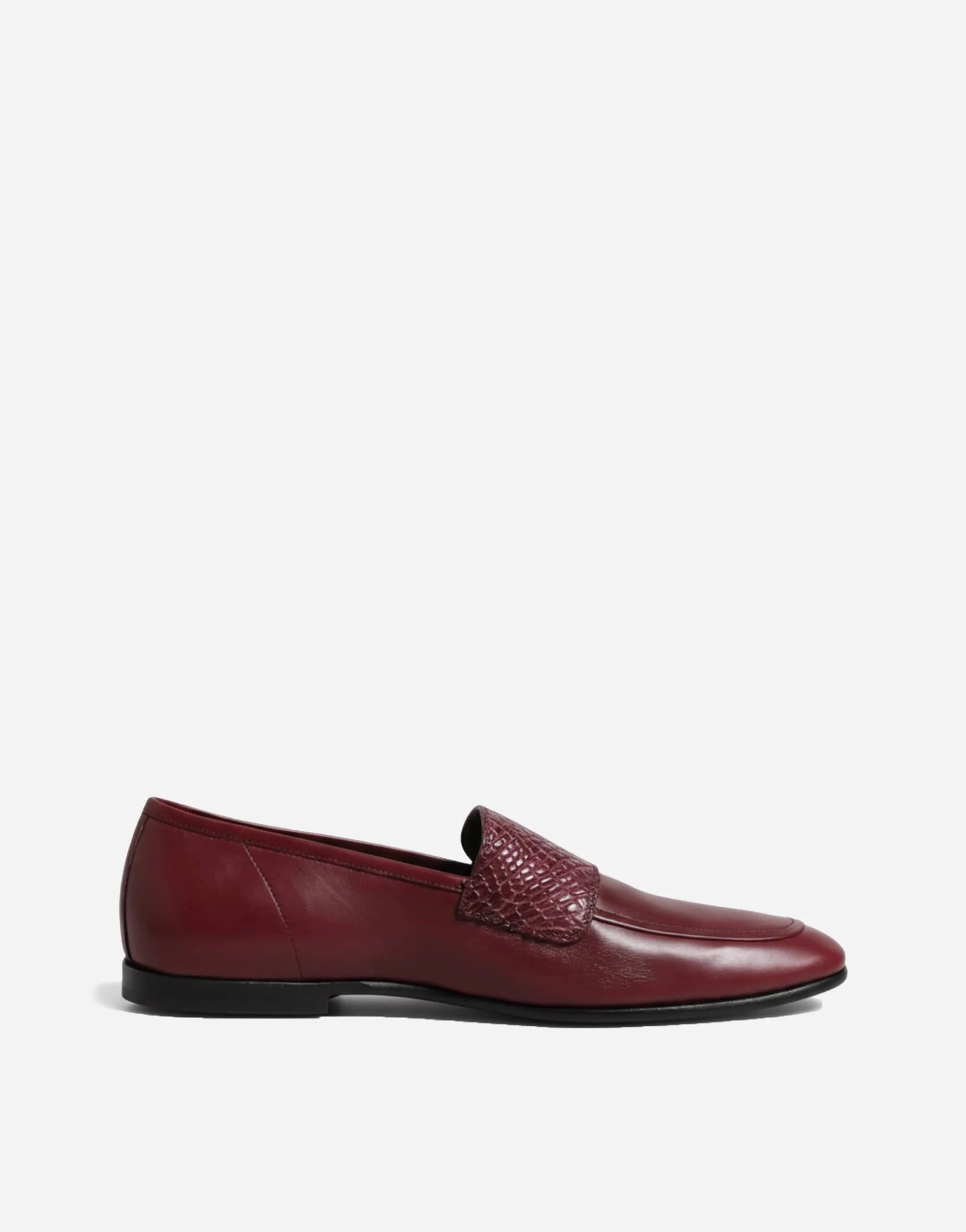 Dolce & Gabbana Burgundy Leather Slip-On Loafers