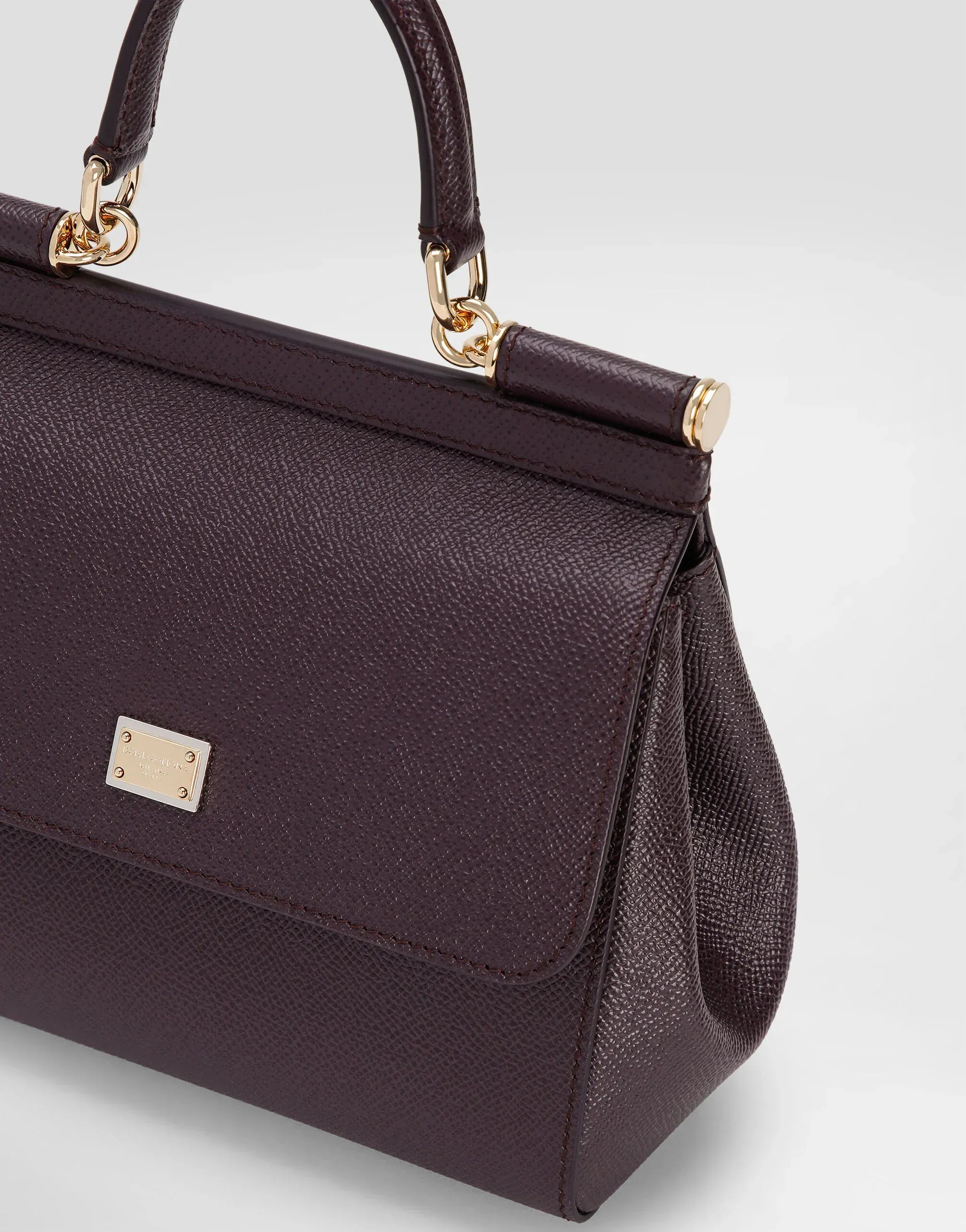 Dolce & Gabbana Burgundy Small Sicily Handbag