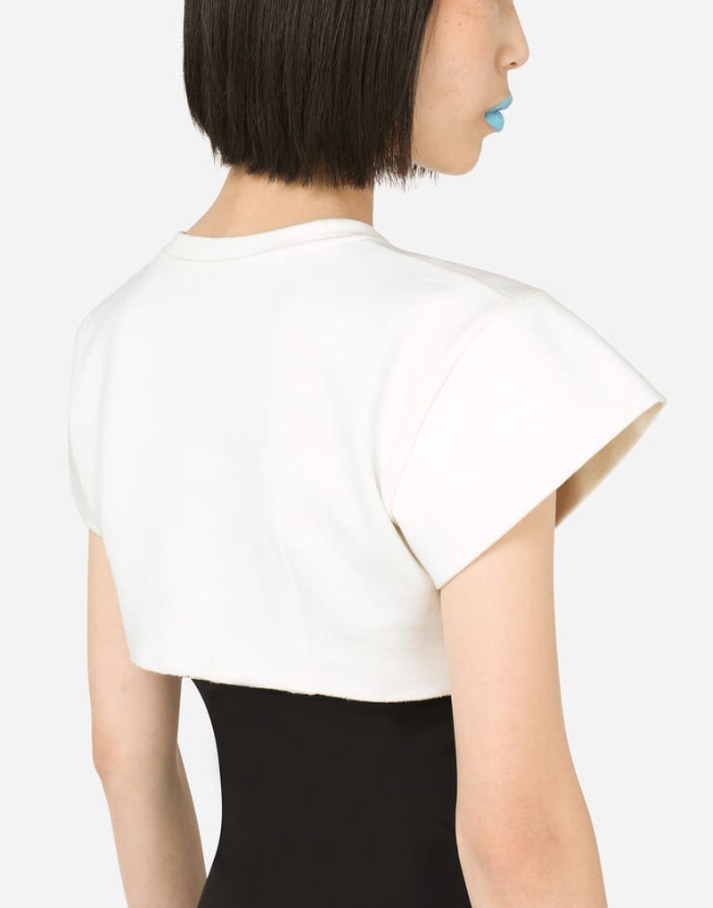 Dolce & Gabbana Bustier Detailed Cropped T-Shirt