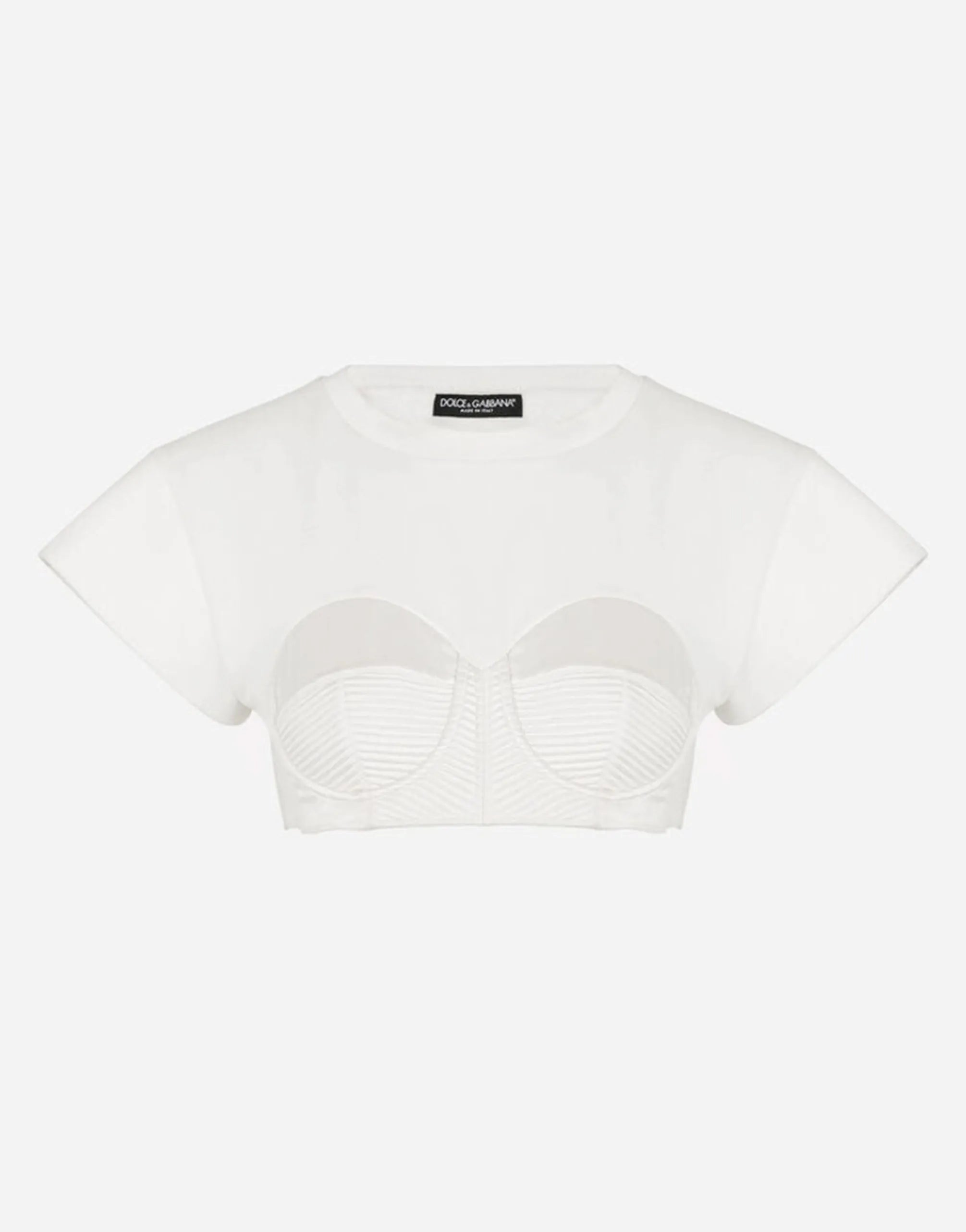 Dolce & Gabbana Bustier Detailed Cropped T-Shirt