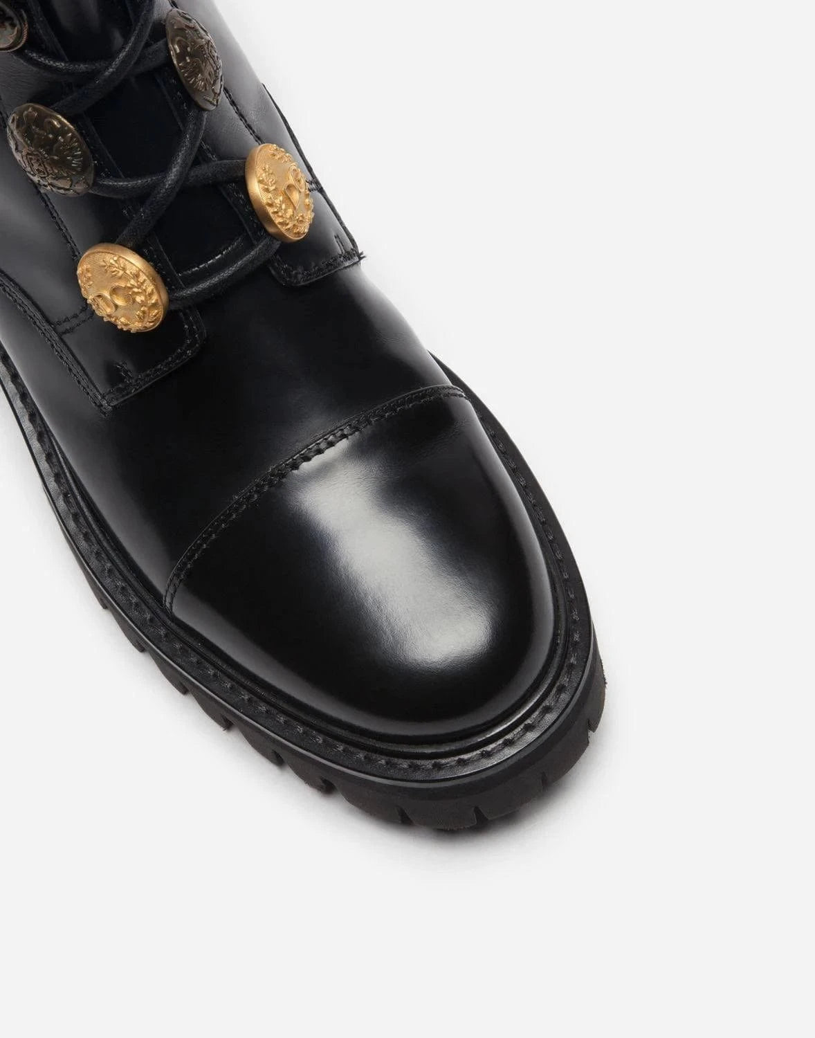 Dolce & Gabbana Button Adorned Leather Ankle Boots