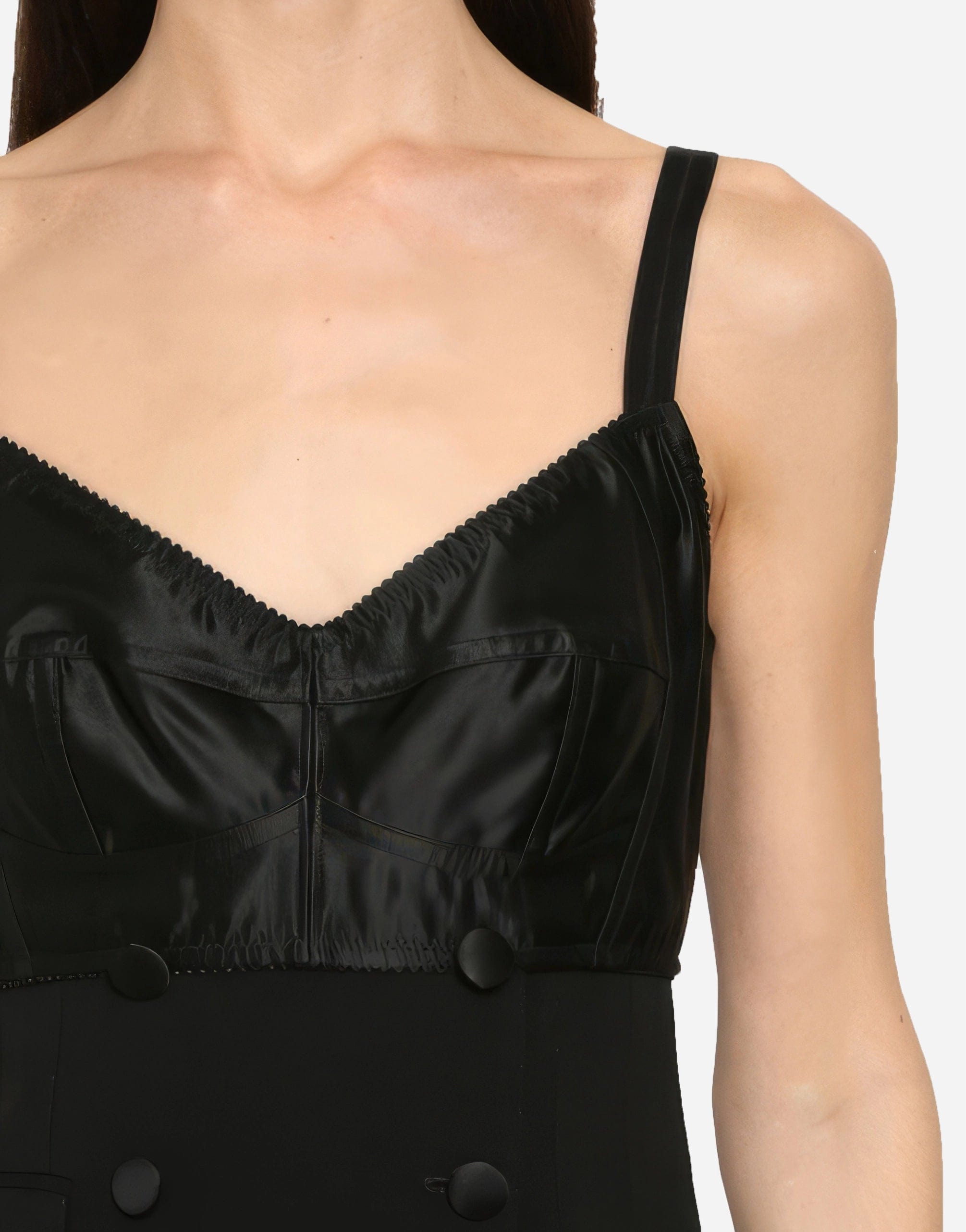 Dolce & Gabbana Buttoned Stretch Wool Mini Dress