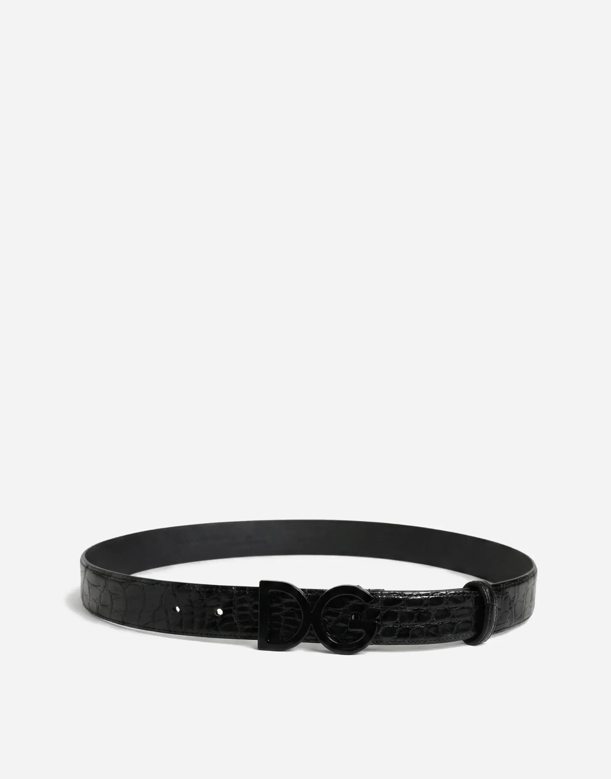 Dolce & Gabbana Caiman Leather DG Buckle Belt