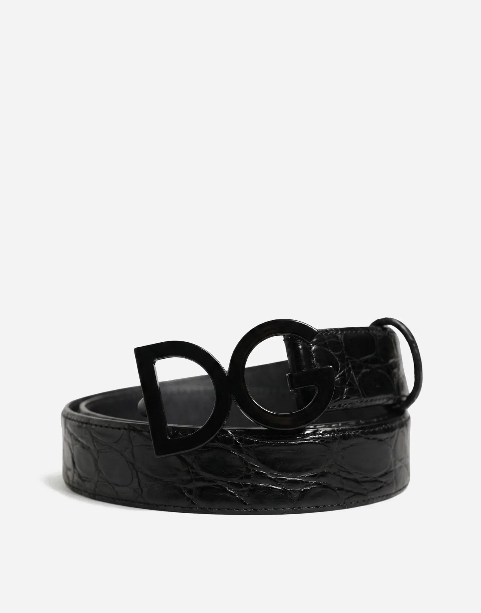 Dolce & Gabbana Caiman Leather DG Buckle Belt