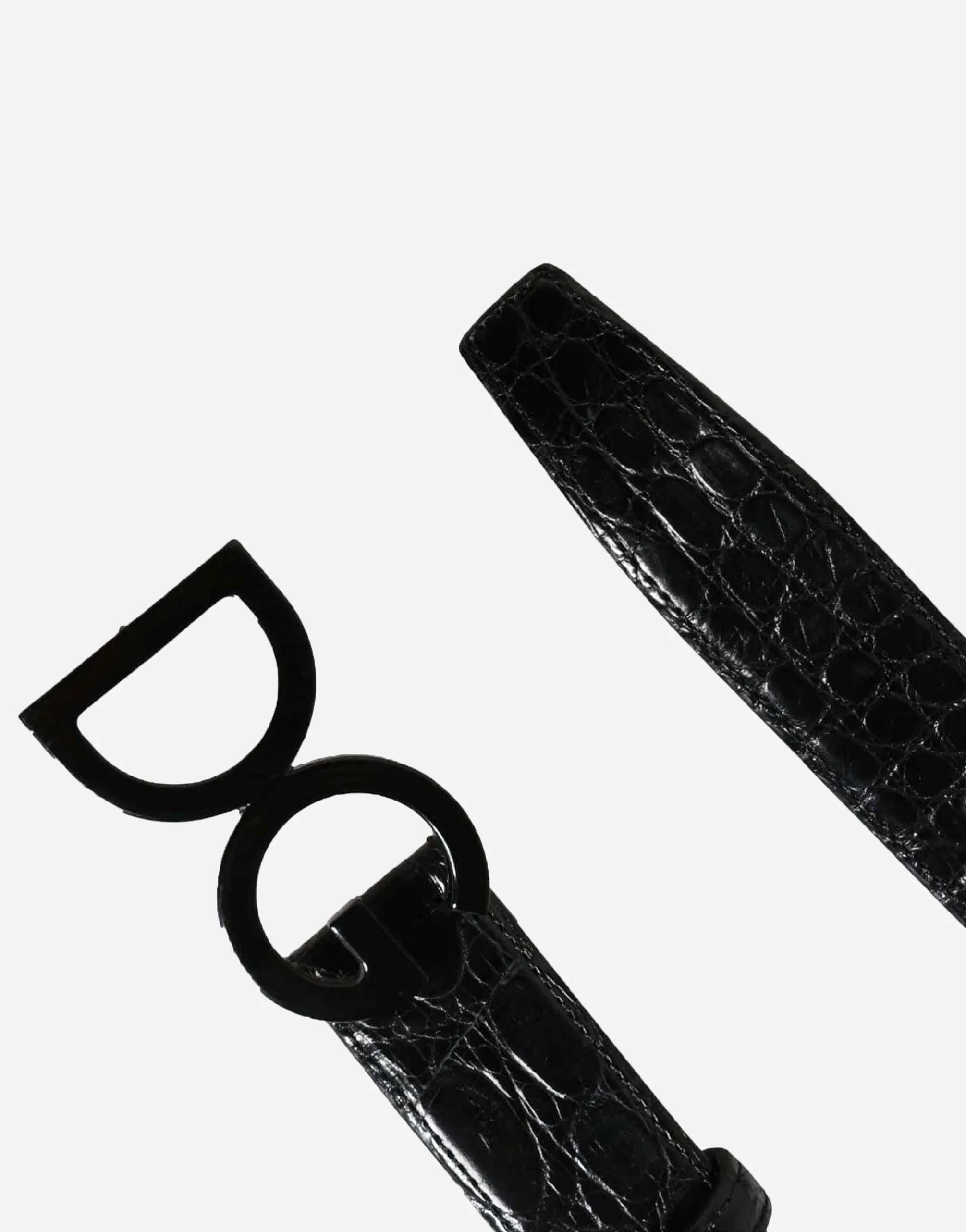 Dolce & Gabbana Caiman Leather DG Buckle Belt