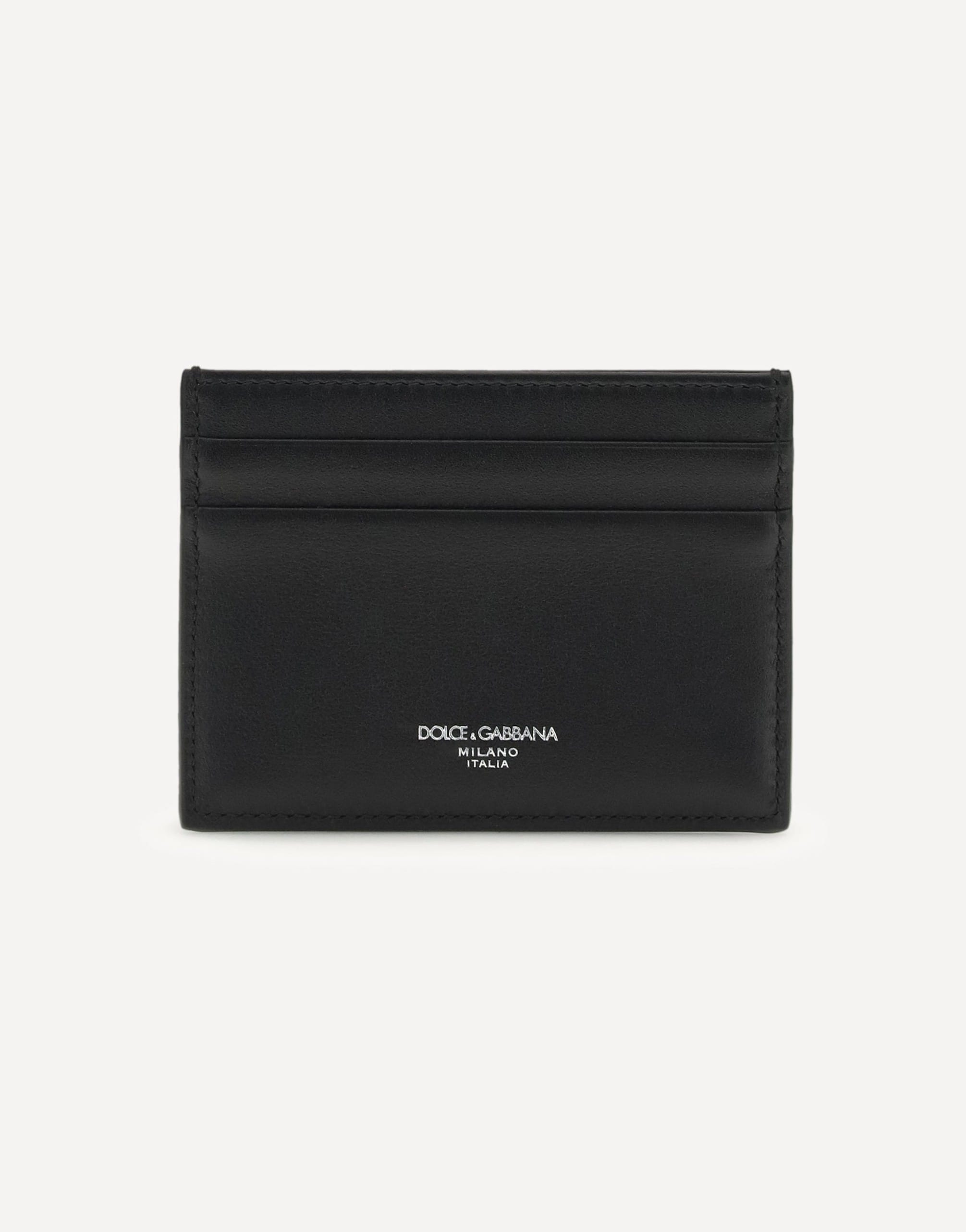 Dolce & Gabbana Calfskin Plongé Cardholder With Woven Detail