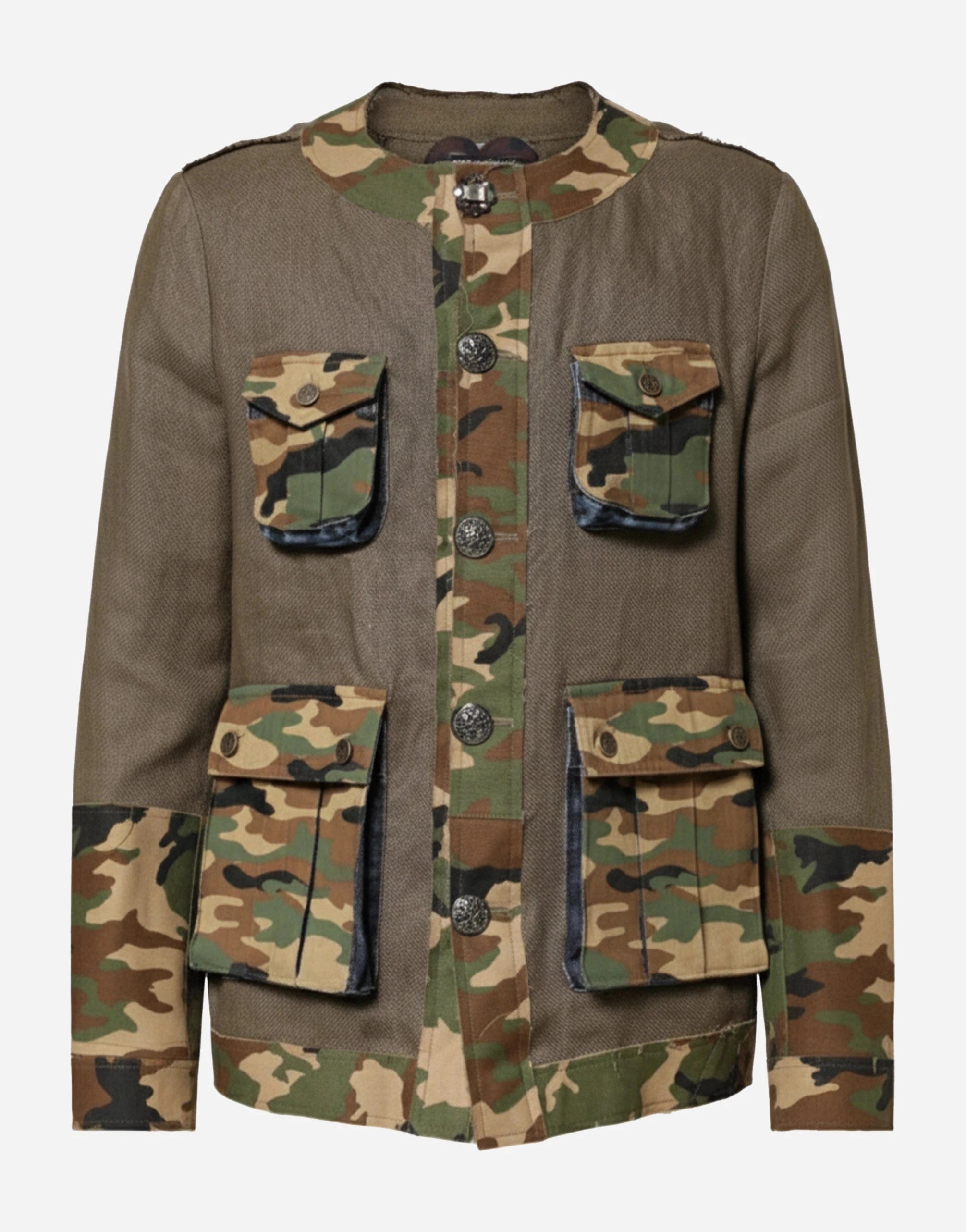 Dolce & Gabbana Camo Print Linen-Blend Jacket